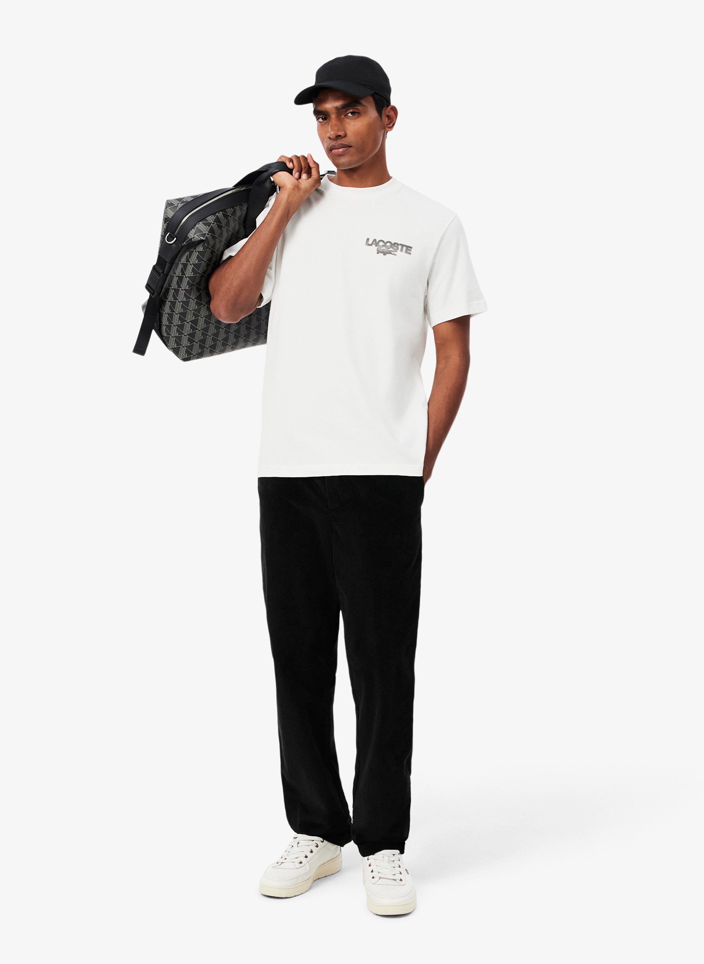 Gerade geschnittenes Baumwoll-T-Shirt mit Print LACOSTE Grau