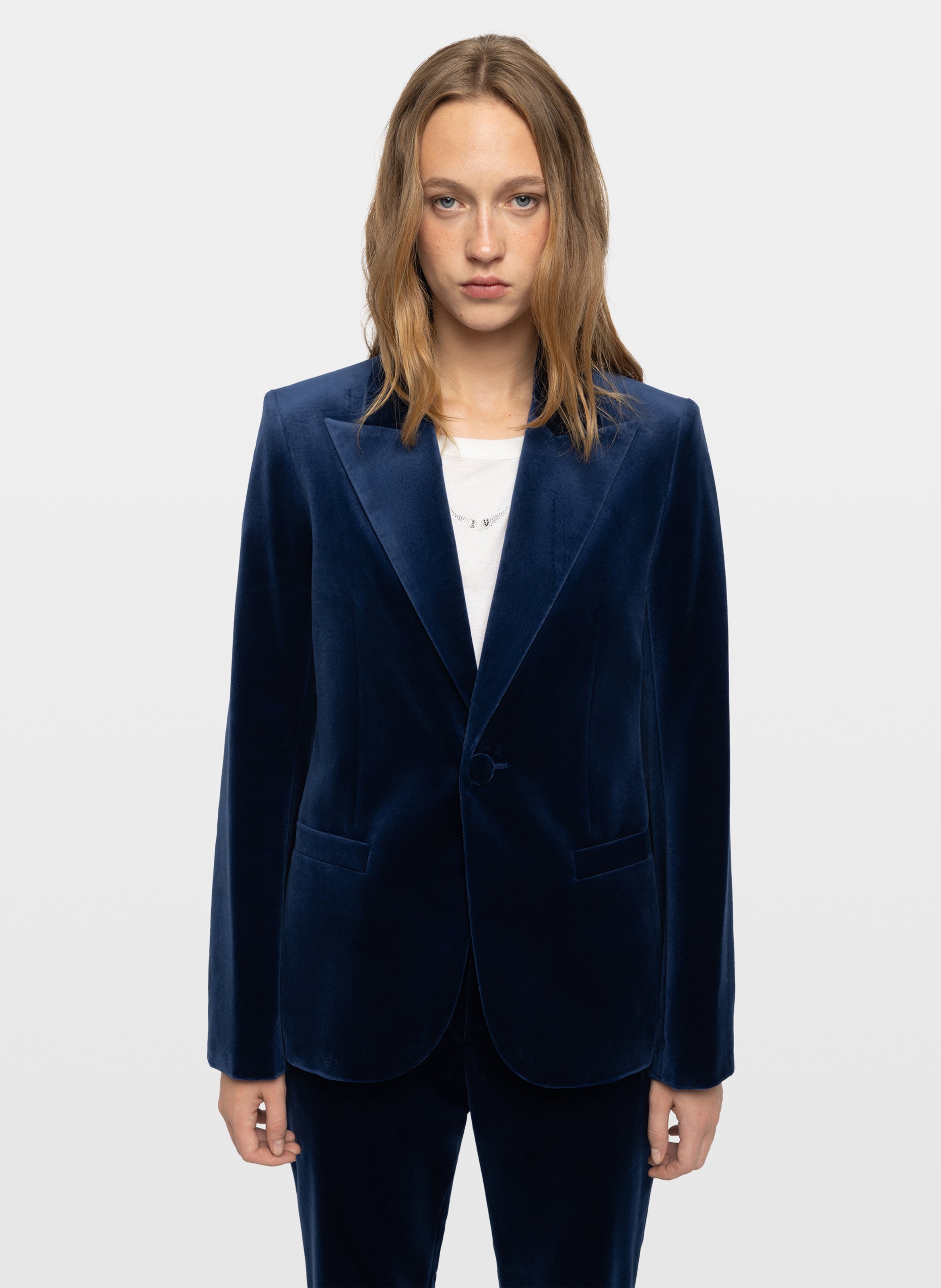 Fitted cotton velvet blazer ZADIG&VOLTAIRE Blue