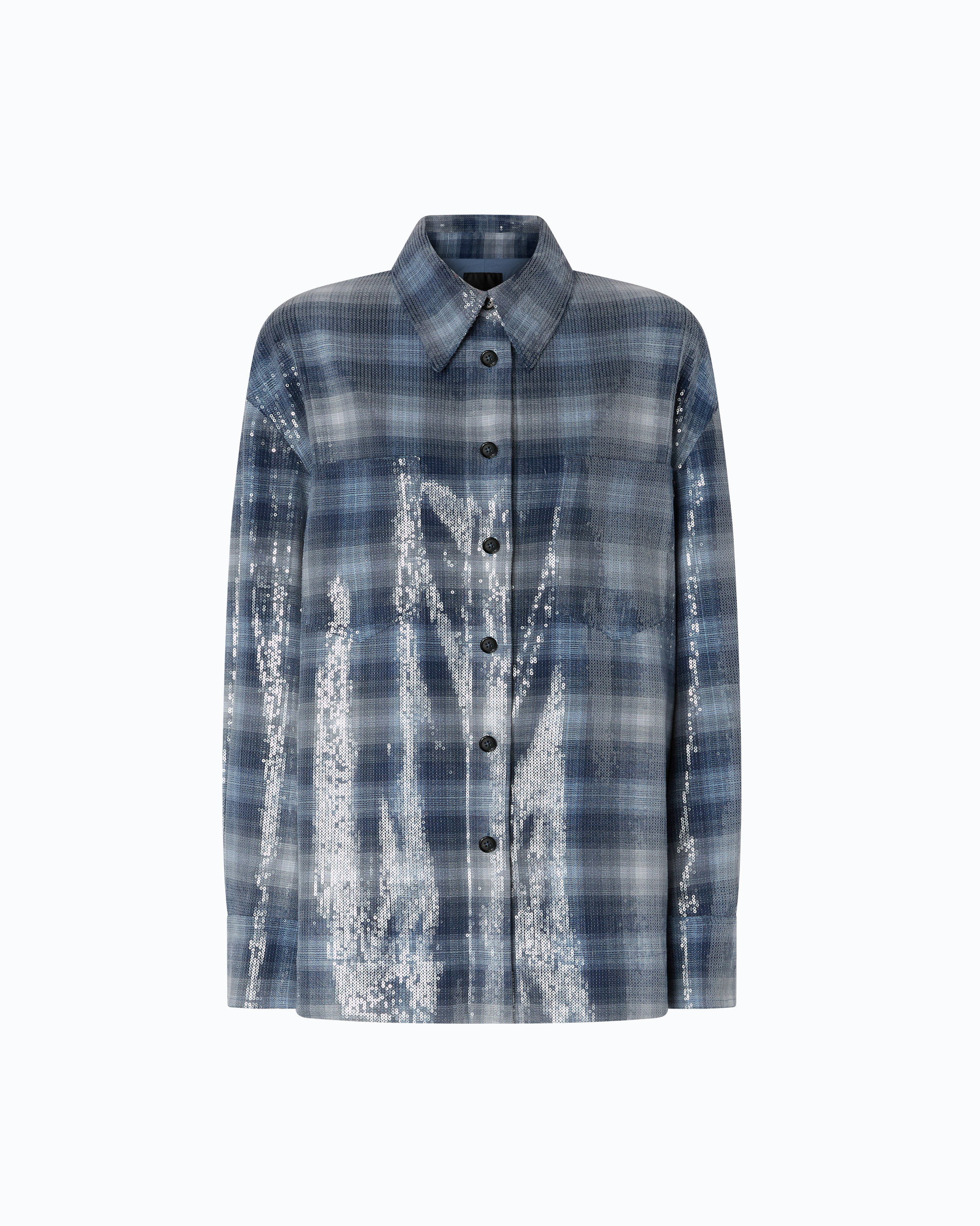 Checked Overshirt with Sequins PINKO Multicolored