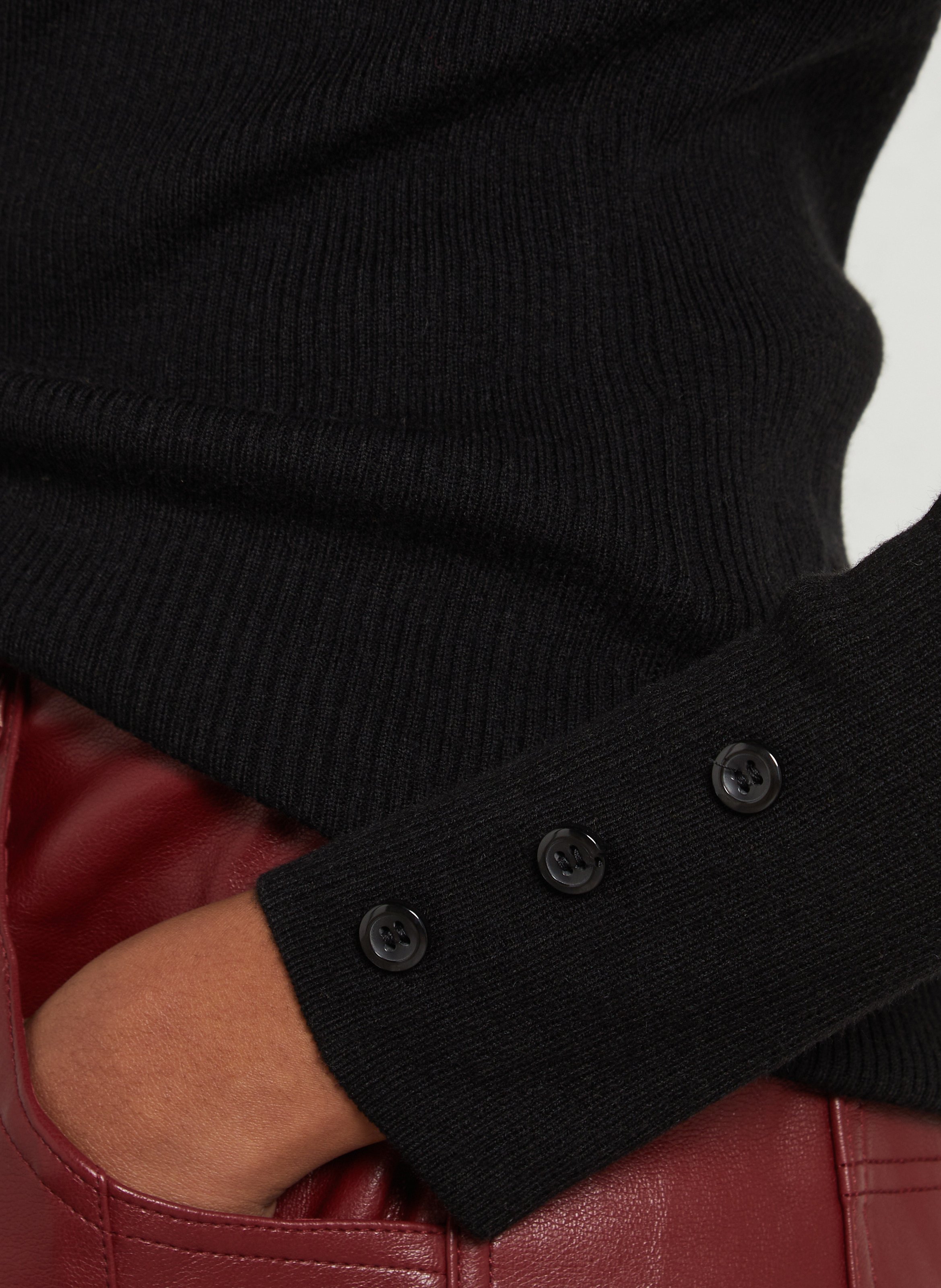 Pull cintré col montant boutonné MAISON 123 Noir