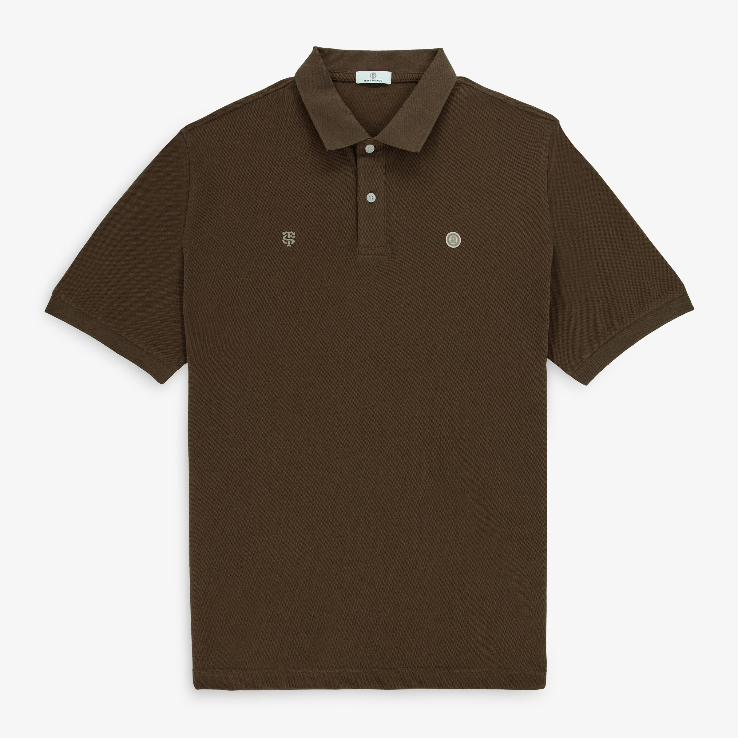 100% cotton short-sleeved piqué polo shirt SERGE BLANCO Brown