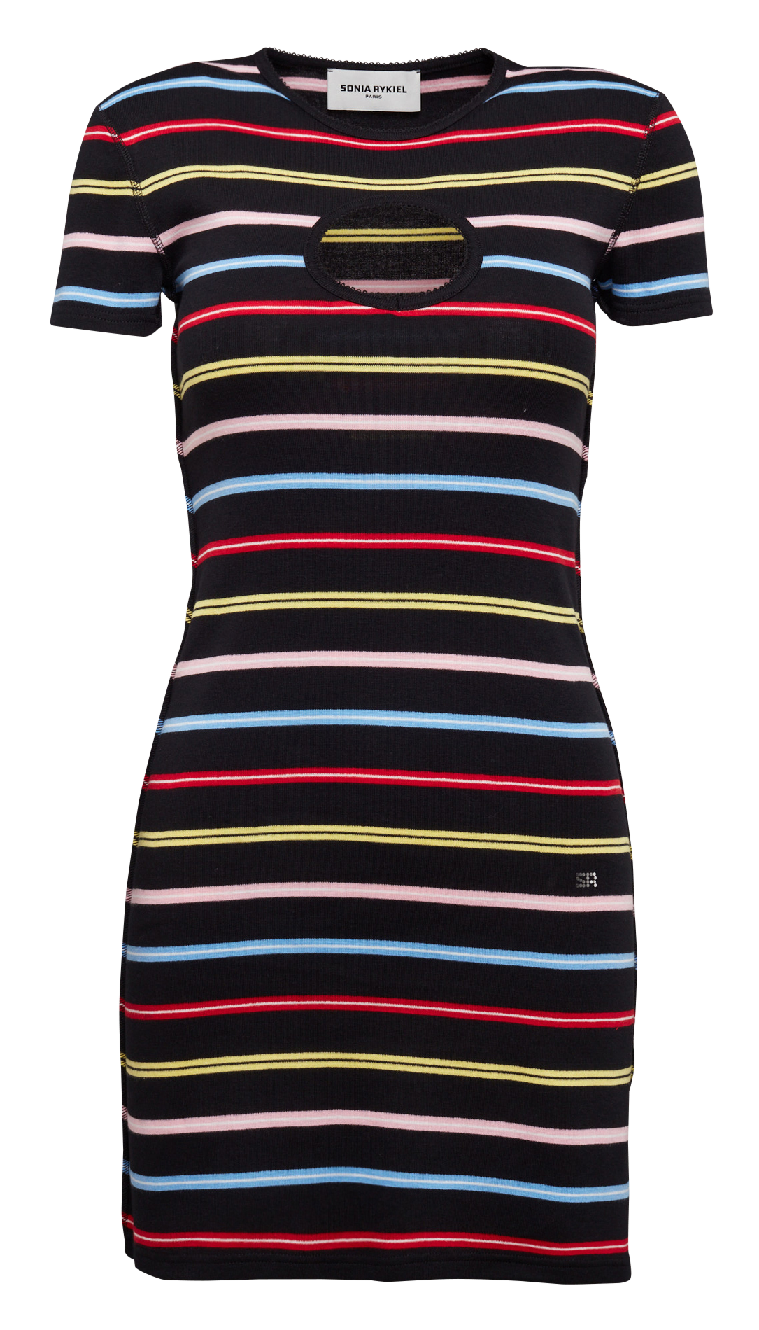 Short cotton dress with colored stripes SONIA RYKIEL Black
