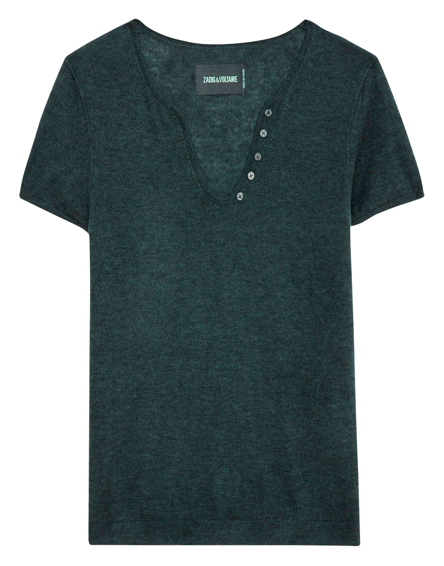 Top col tunisien droit en cachemire ZADIG&VOLTAIRE Vert