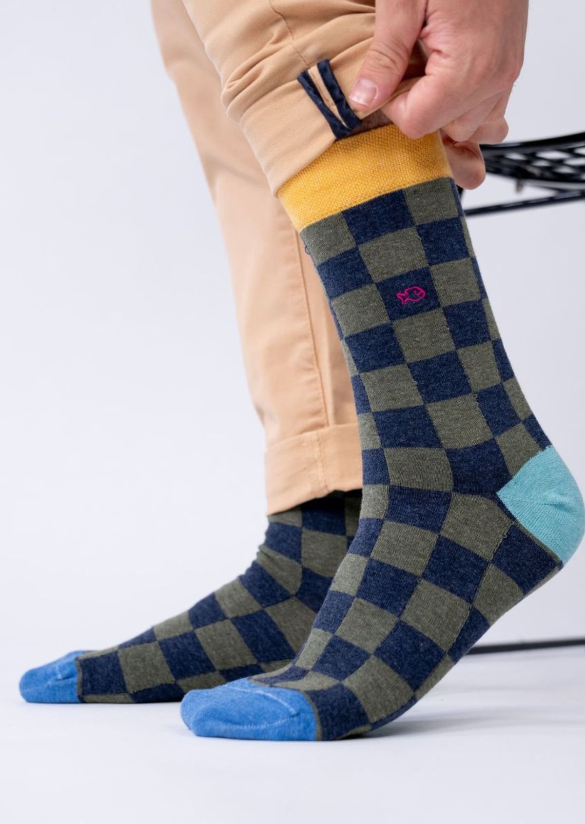 Checked combed cotton socks BILLYBELT Green