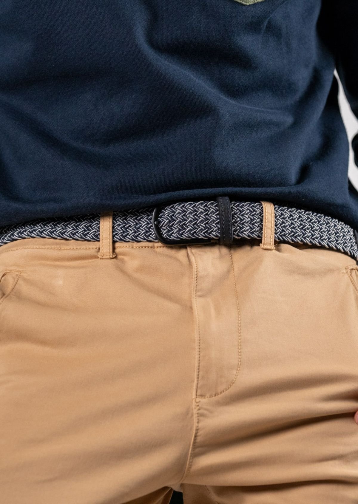 Multicolored braided elastic belt BILLYBELT Blue