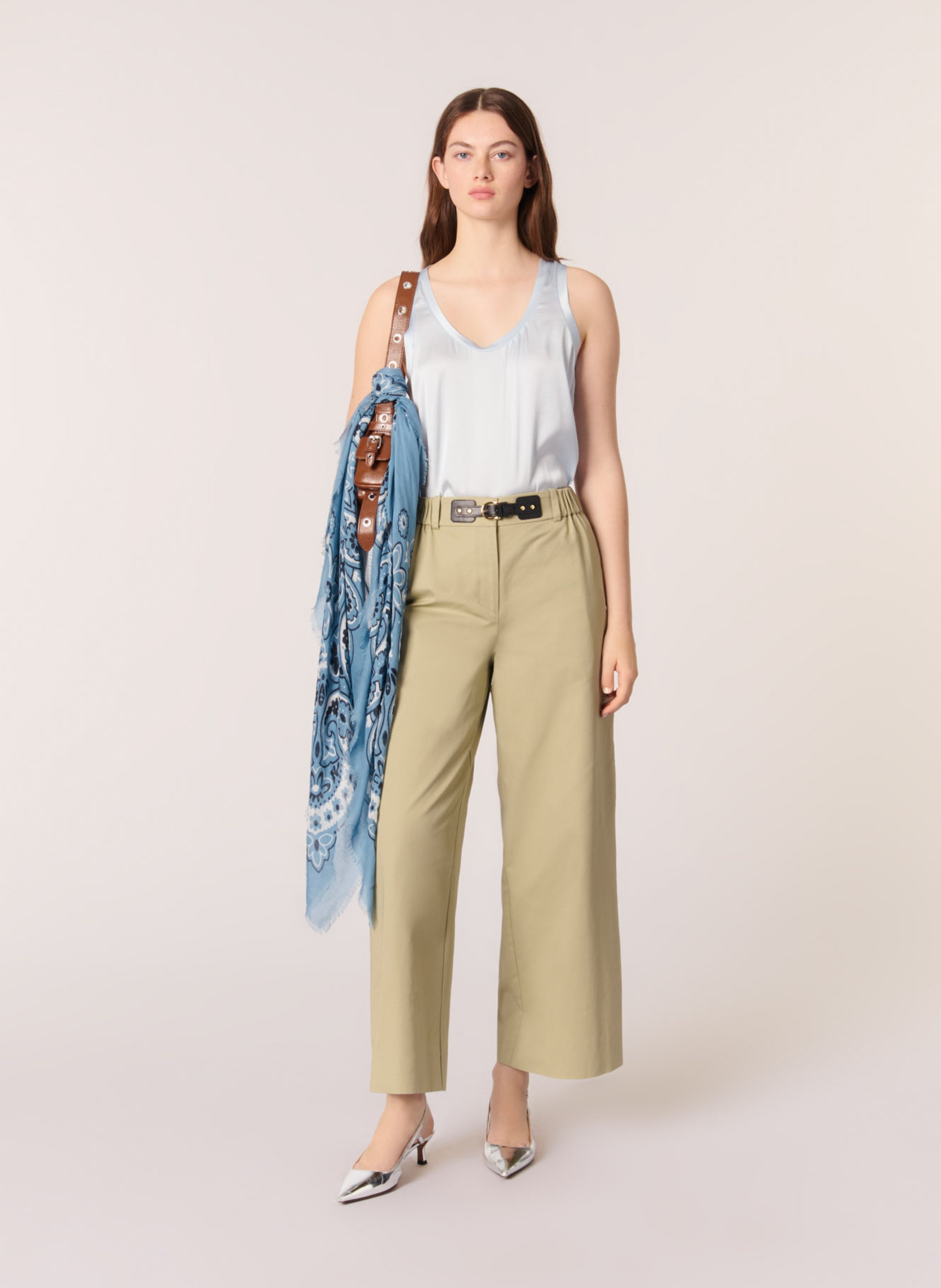 Straight silk blend tank top MAJE Blue