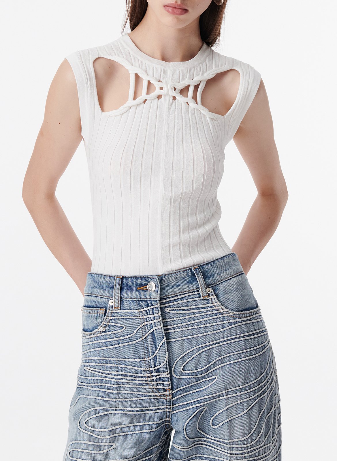 Printed viscose top IRO White