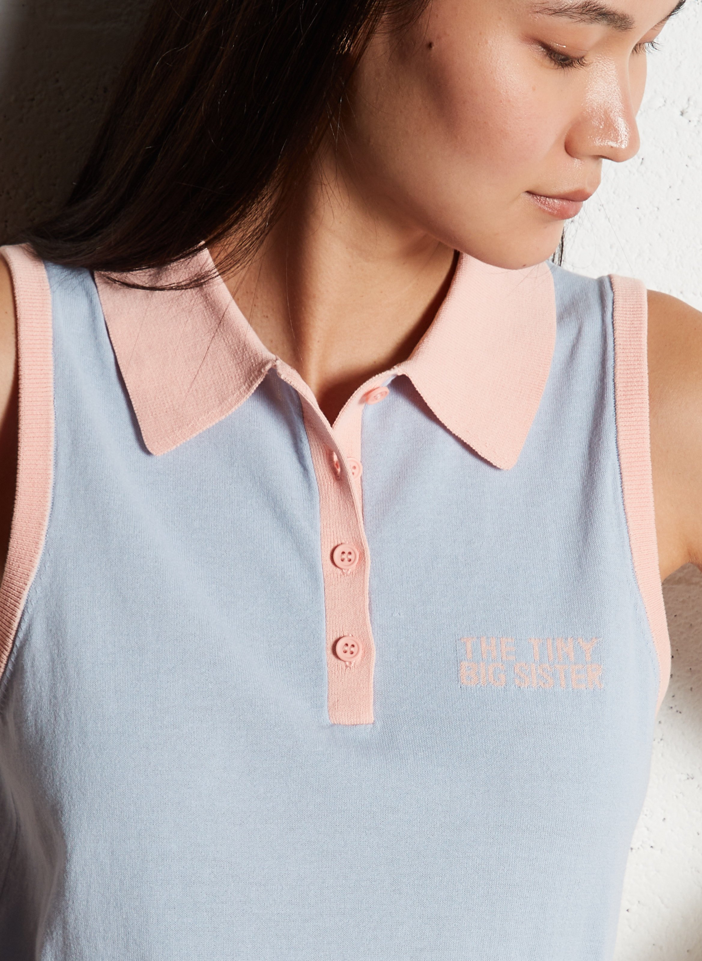 Sleeveless polo top THE TINY BIG SISTER Blue