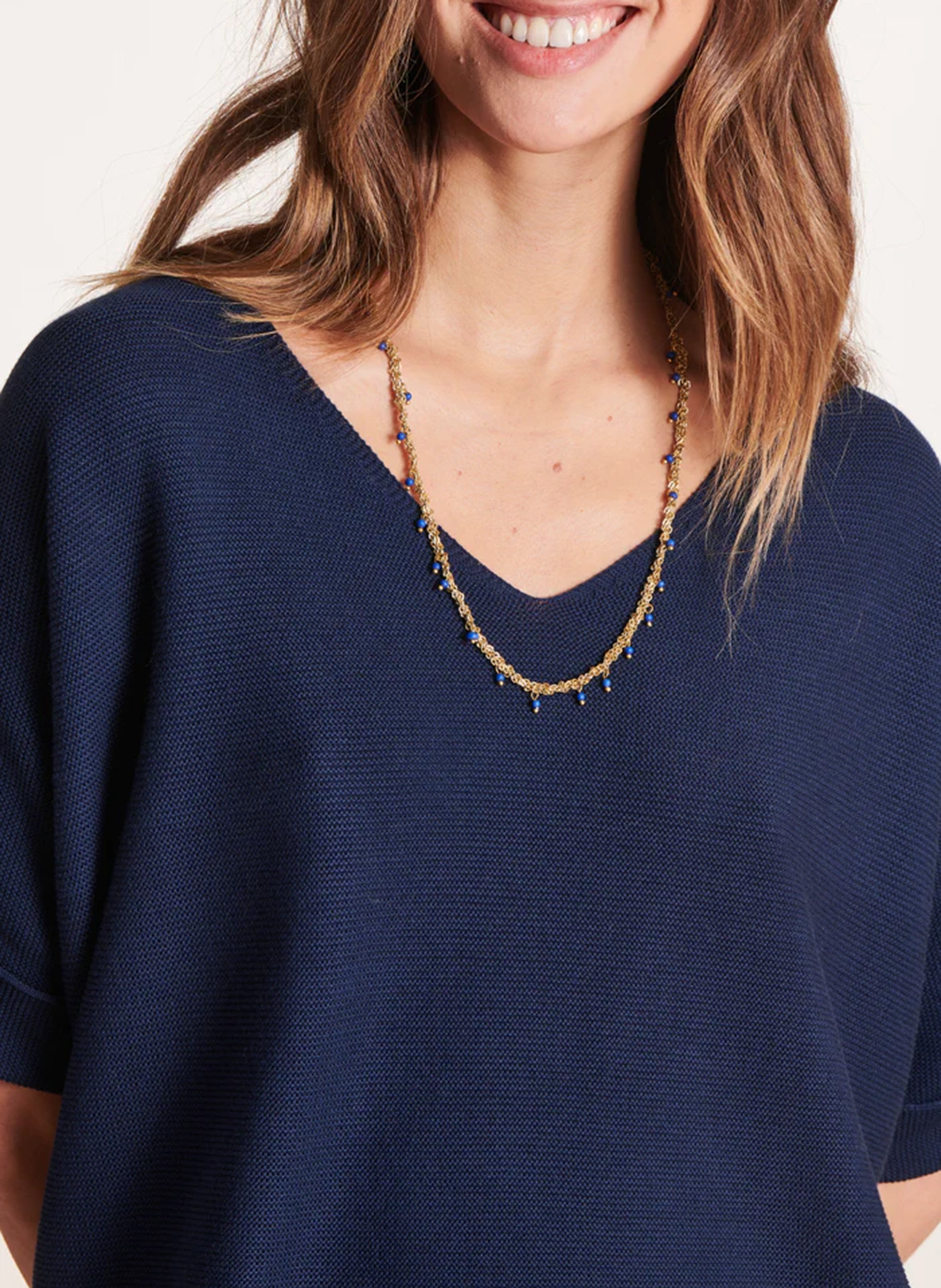 Weites Strick-Top mit V-Ausschnitt LA FEE MARABOUTEE Blau