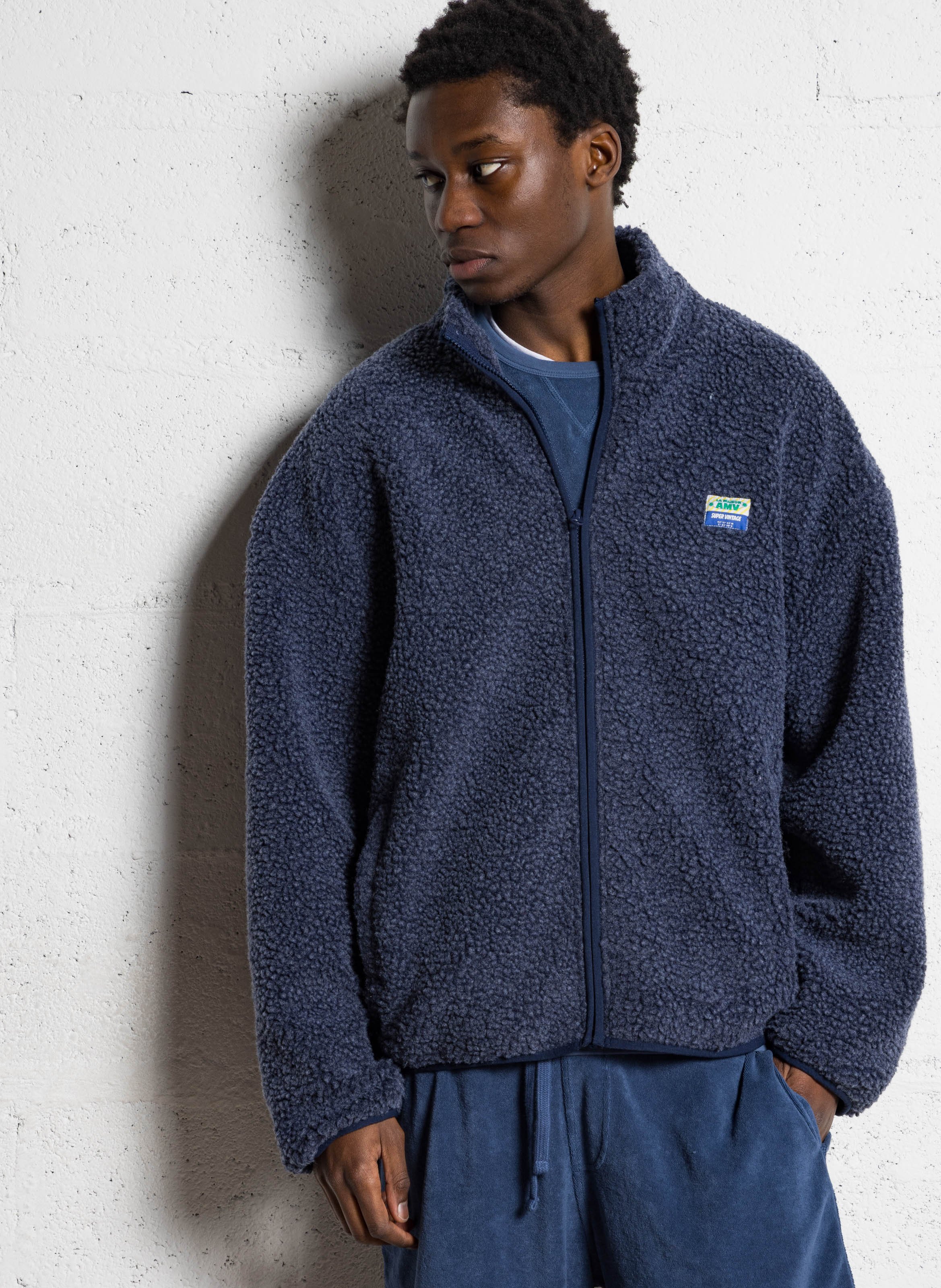 High-neck sherpa jacket AMERICAN VINTAGE Blue