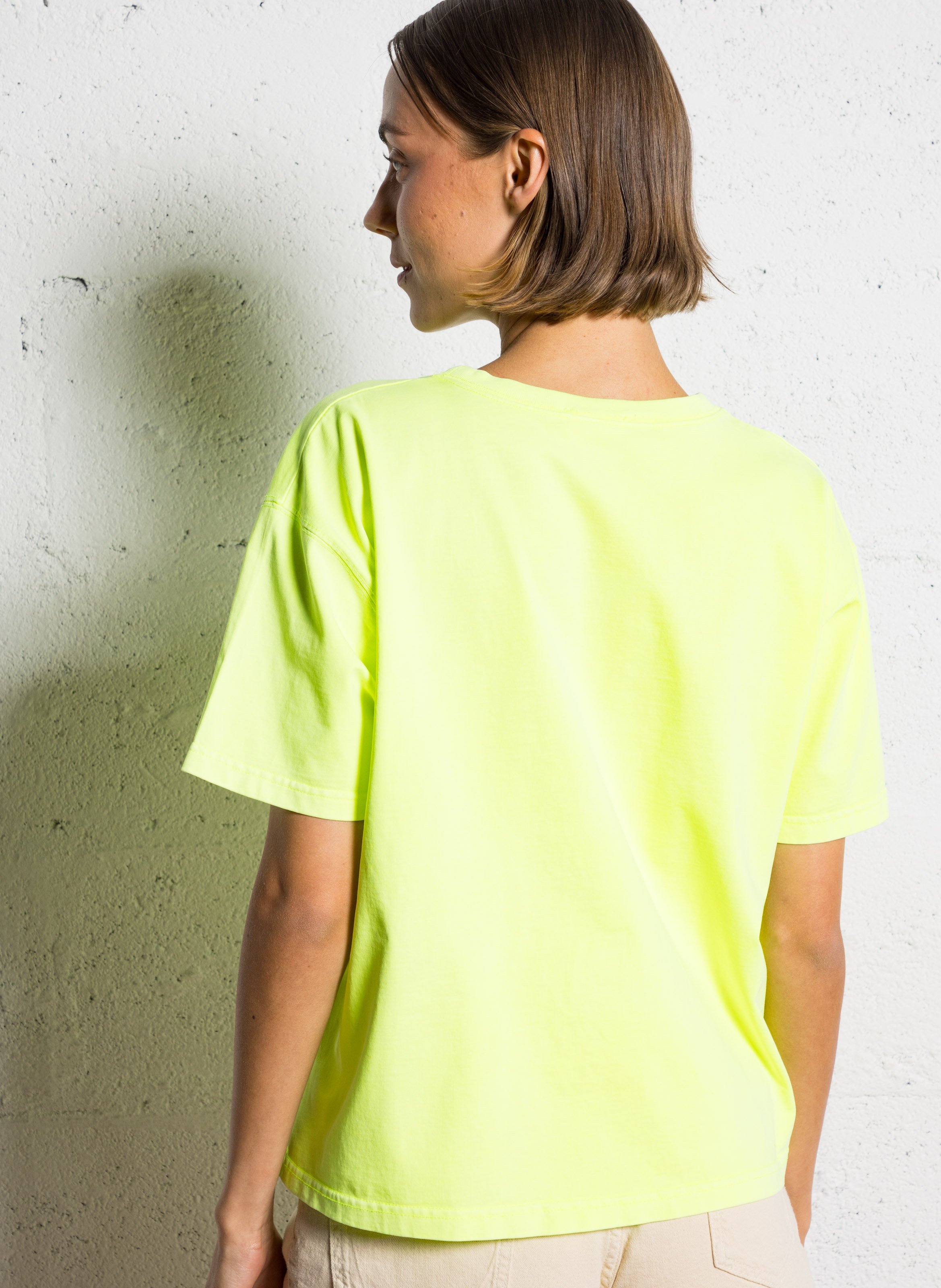 Tee-shirt ample col rond en coton  AMERICAN VINTAGE Jaune
