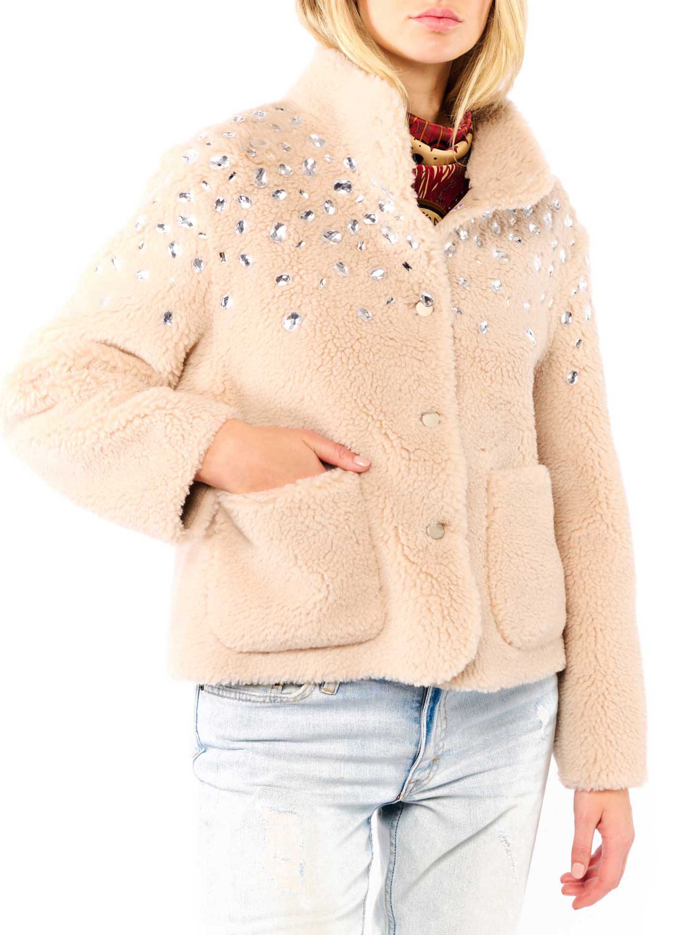 Straight high-neck jacket WILD White