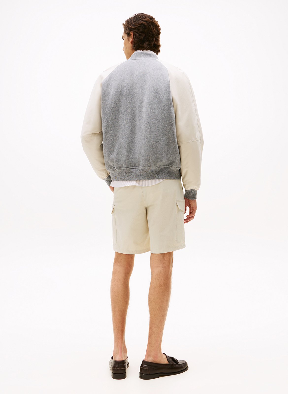 Blouson droit col teddy en coton mélangé TOMMY HILFIGER Gris