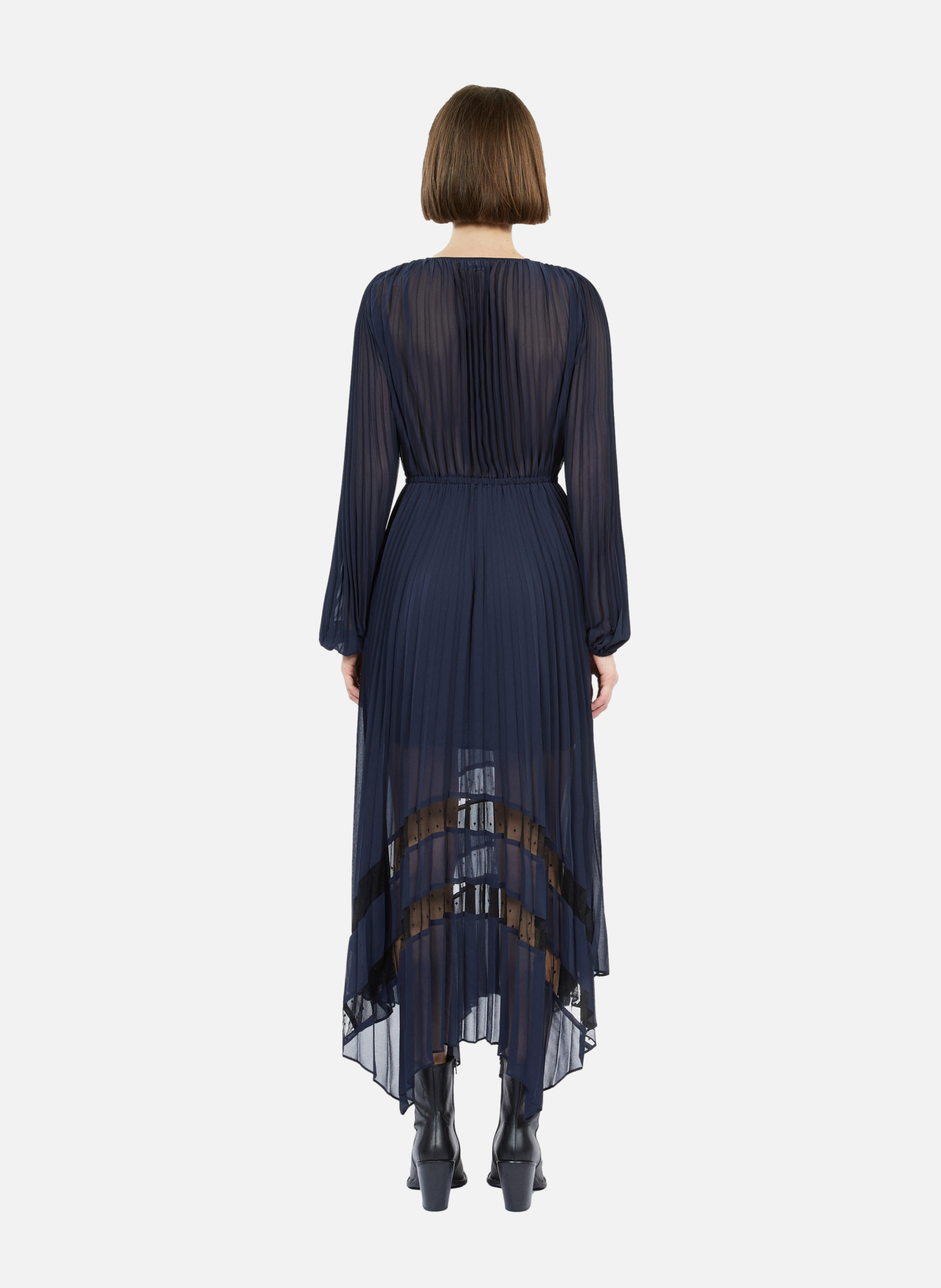 Long fluid dress with lace detail THE KOOPLES Blue