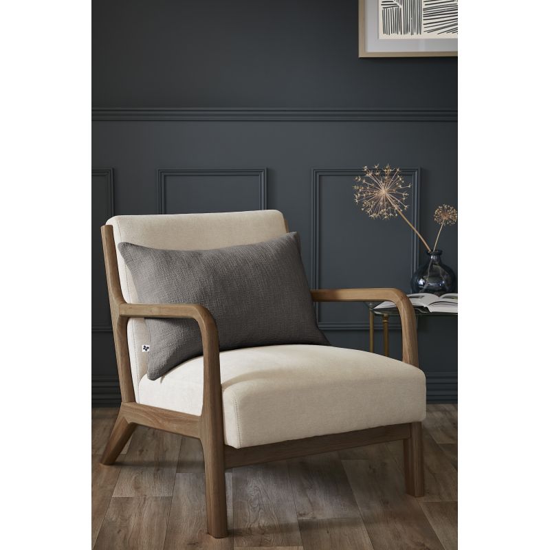 Coussin déco déhoussable 100% coton L'EFFET PAPILLON Gris