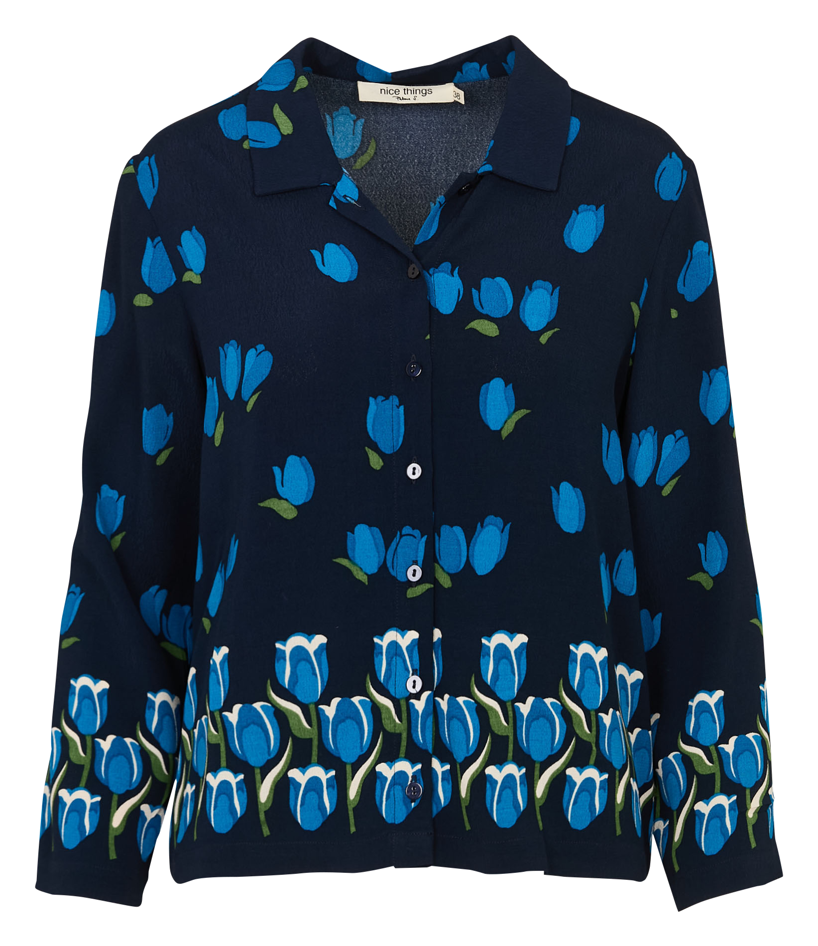 Flowing straight-cut shirt NICE THINGS Blue