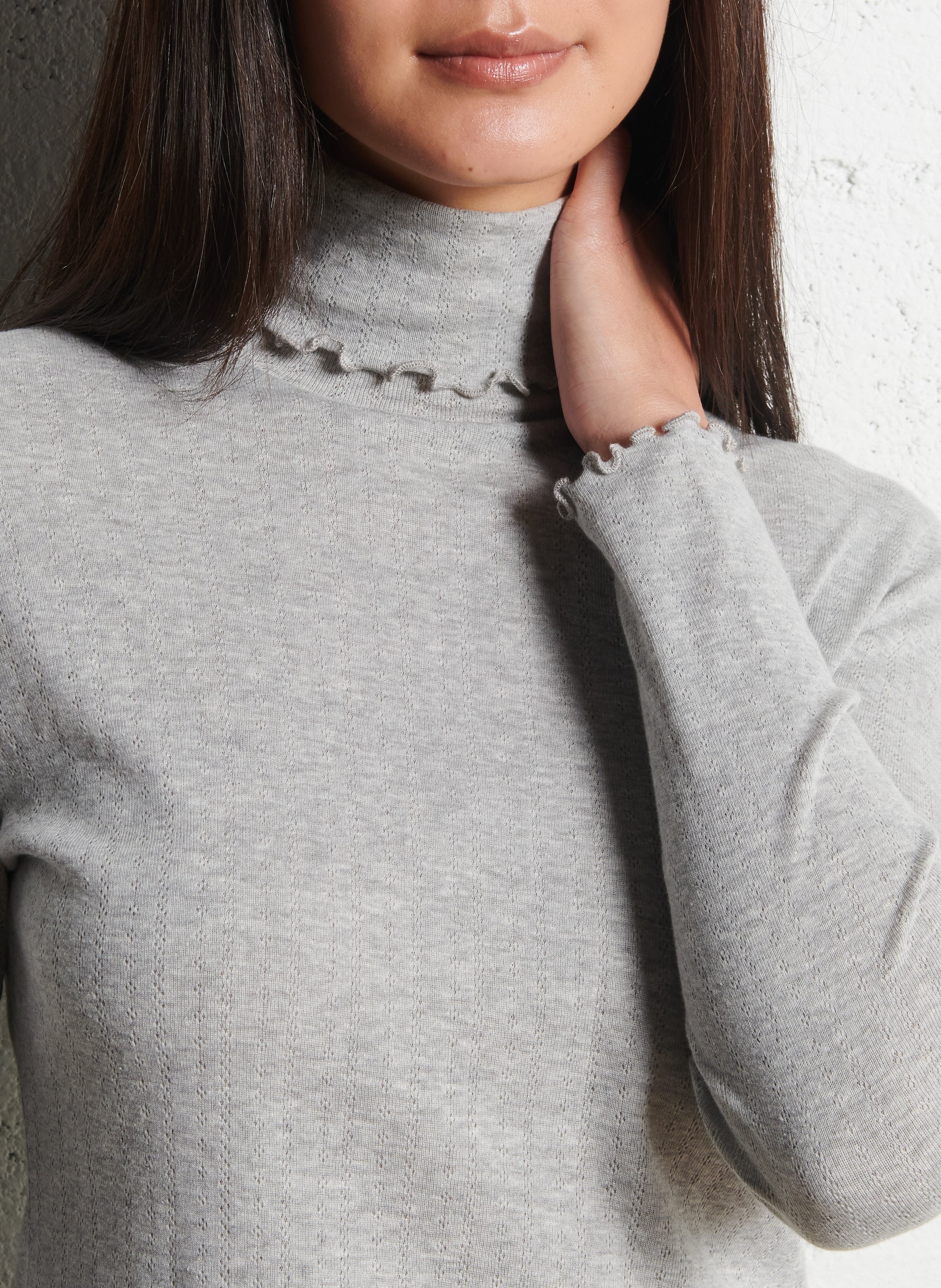 Col roulé droit en maille pointelle NICE THINGS Gris