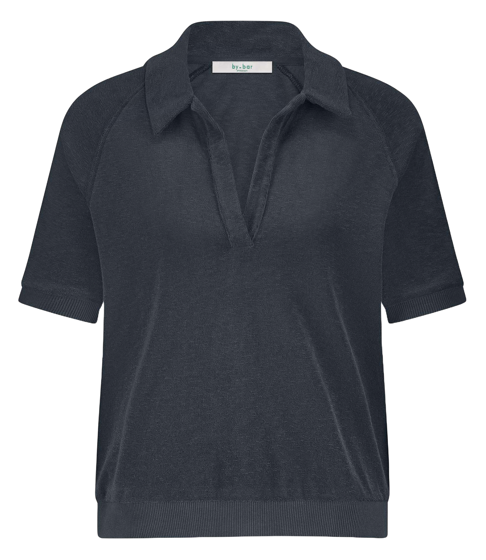 V-neck polo in blended organic cotton BY BAR Blue
