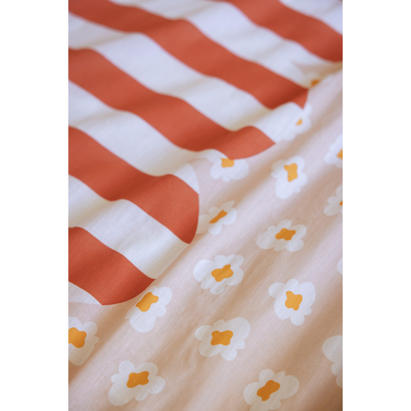 Duvet set in all dimensions "fresh popcorn" reversible 100% cotton / 57 threads/cm² L'EFFET PAPILLON Multicolored