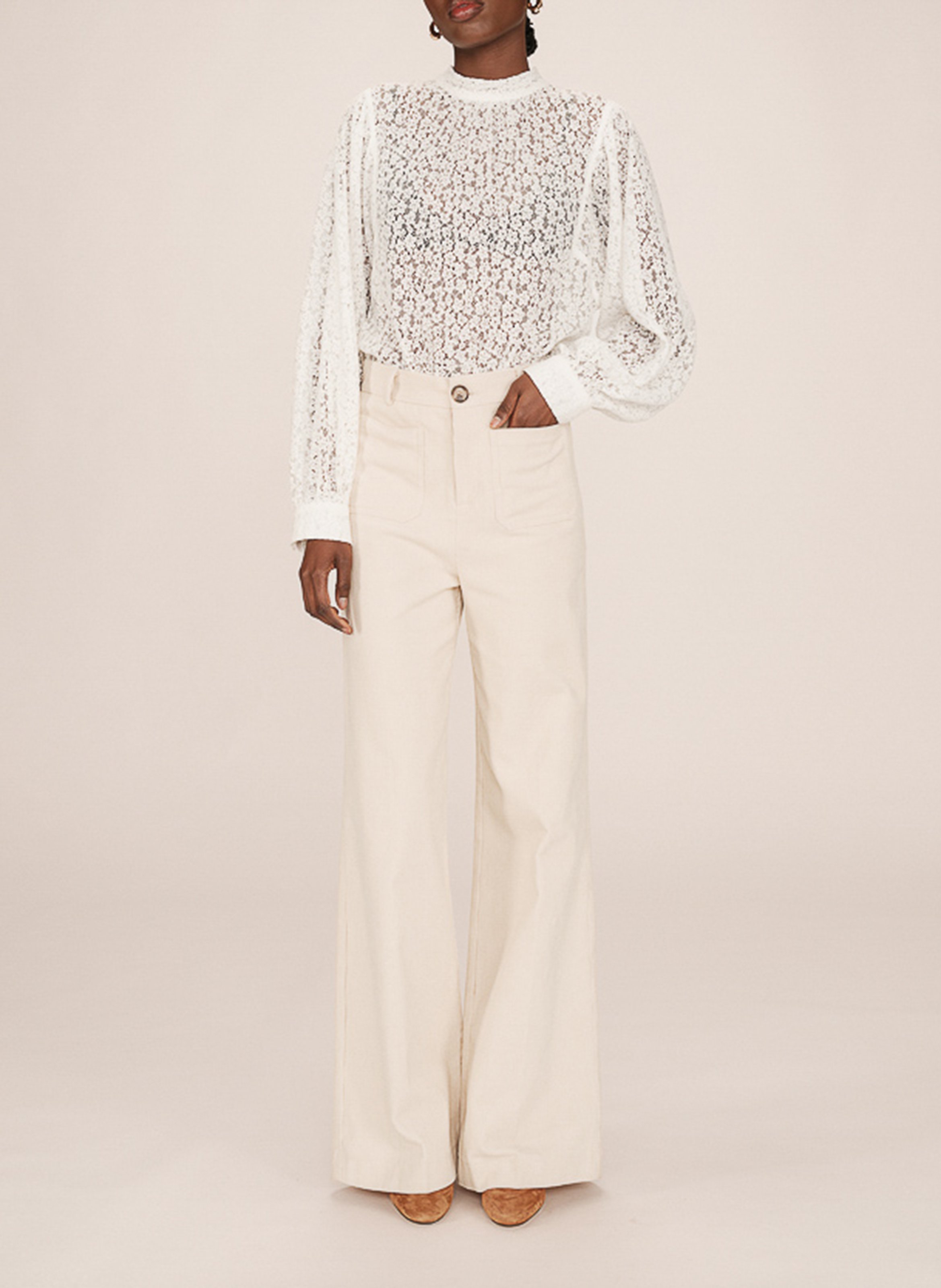 Slim-fit cotton cargo pants GRACE ET MILA White