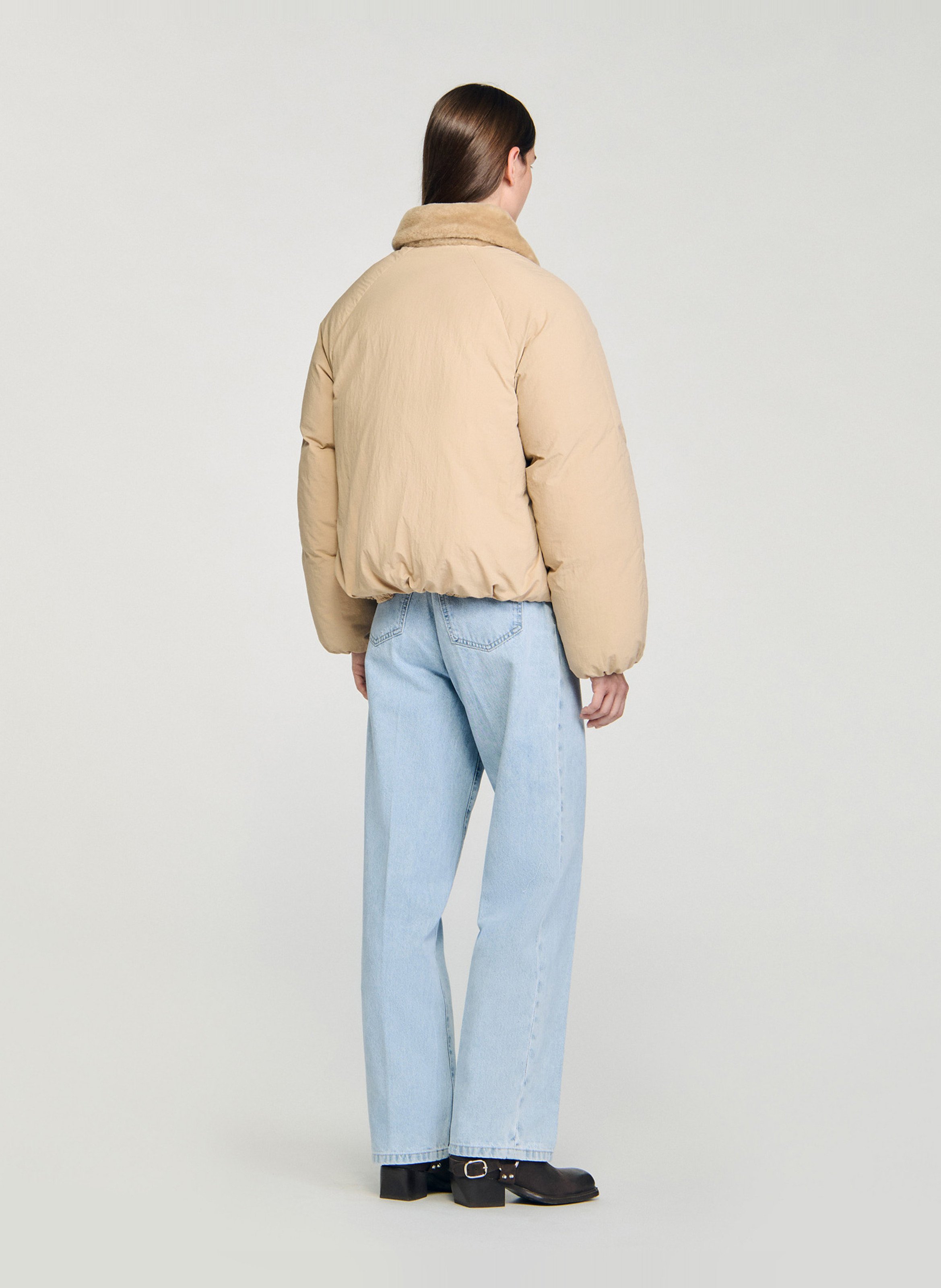 Oversized gewatteerde jas met klassieke kraag SANDRO Beige