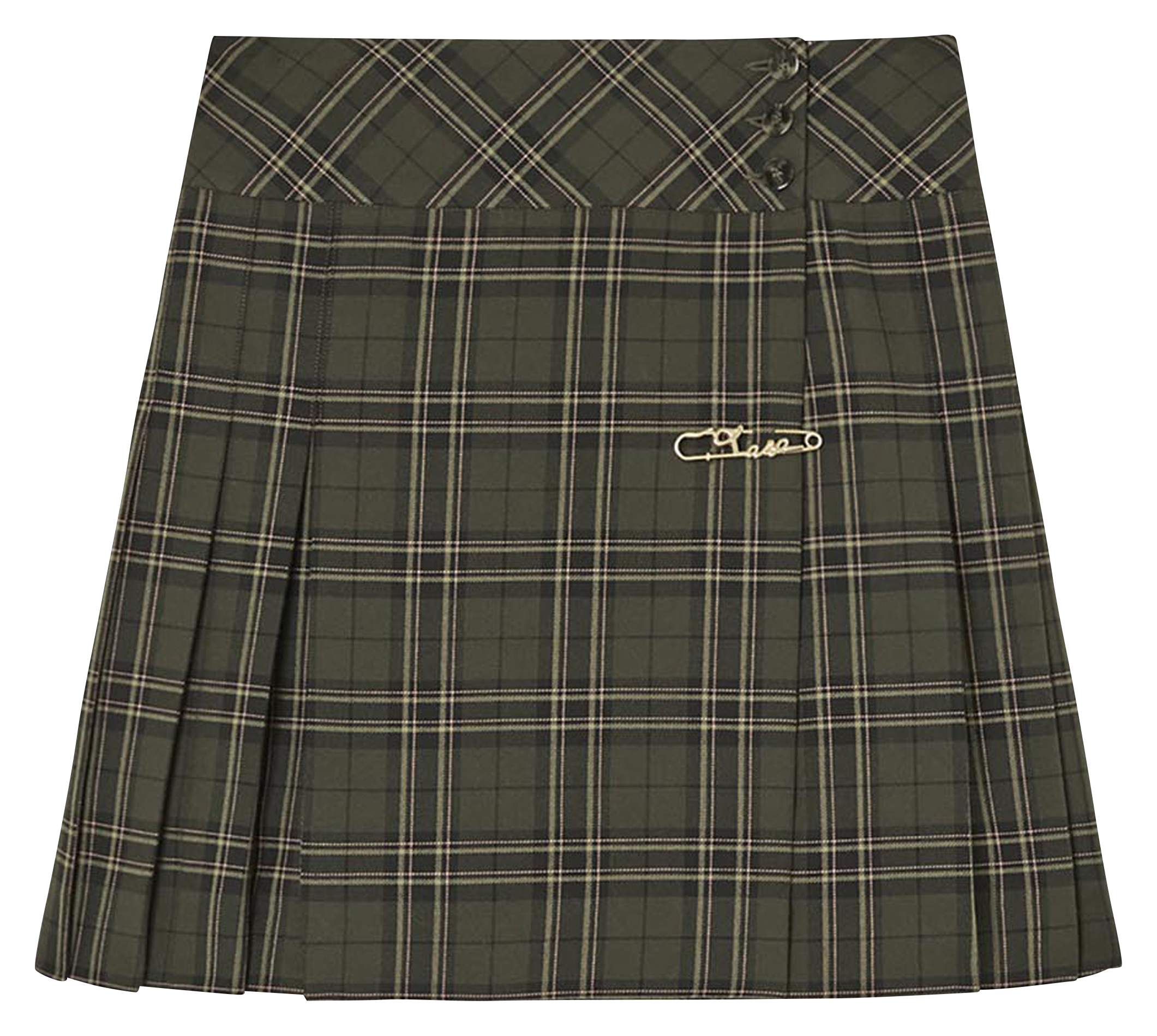 Gonna corta plissettata stampata TARA JARMON Verde