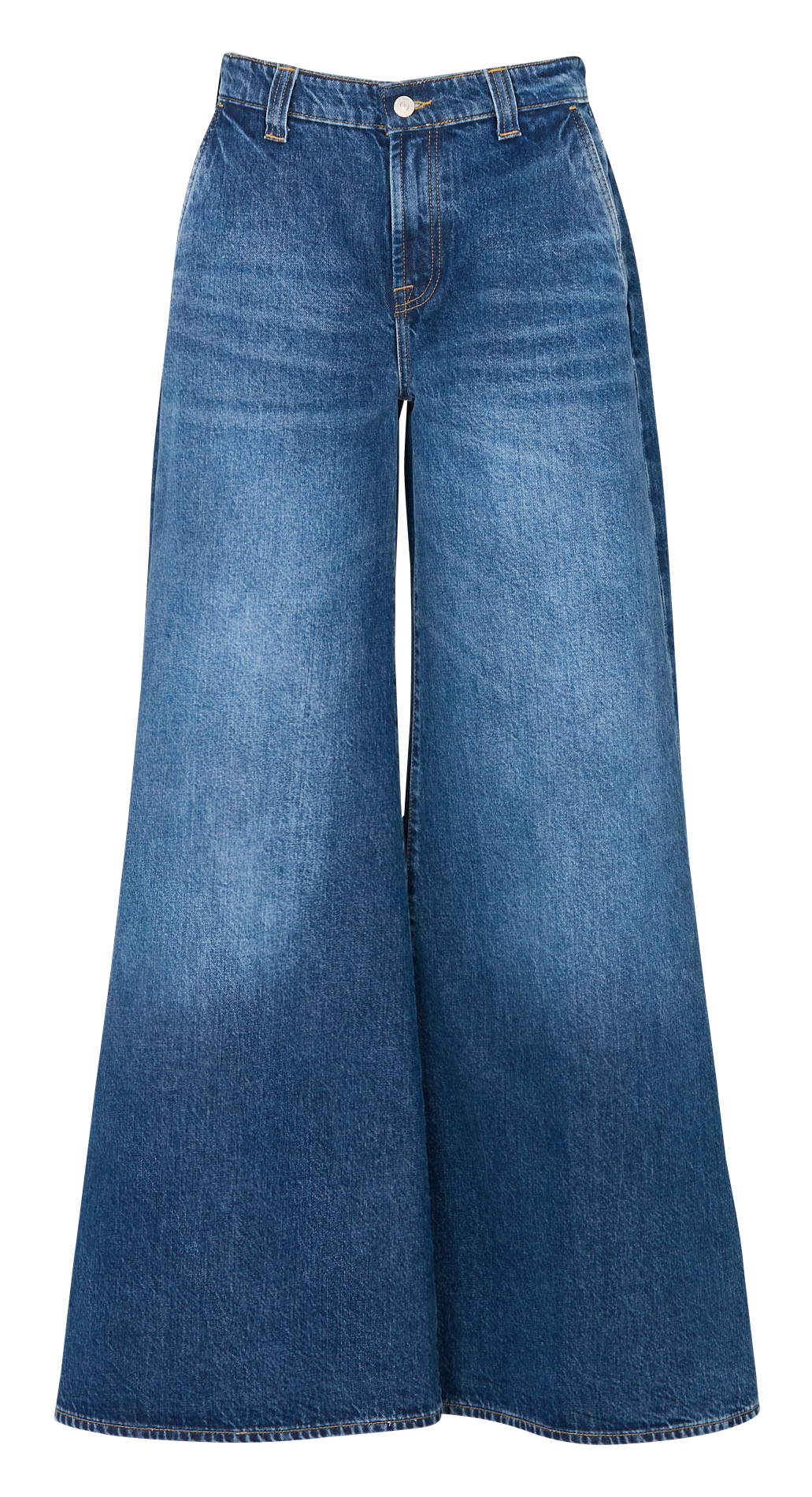 Wijd uitlopende lage taille spijkerbroek van katoen 7 FOR ALL MANKIND Blauw