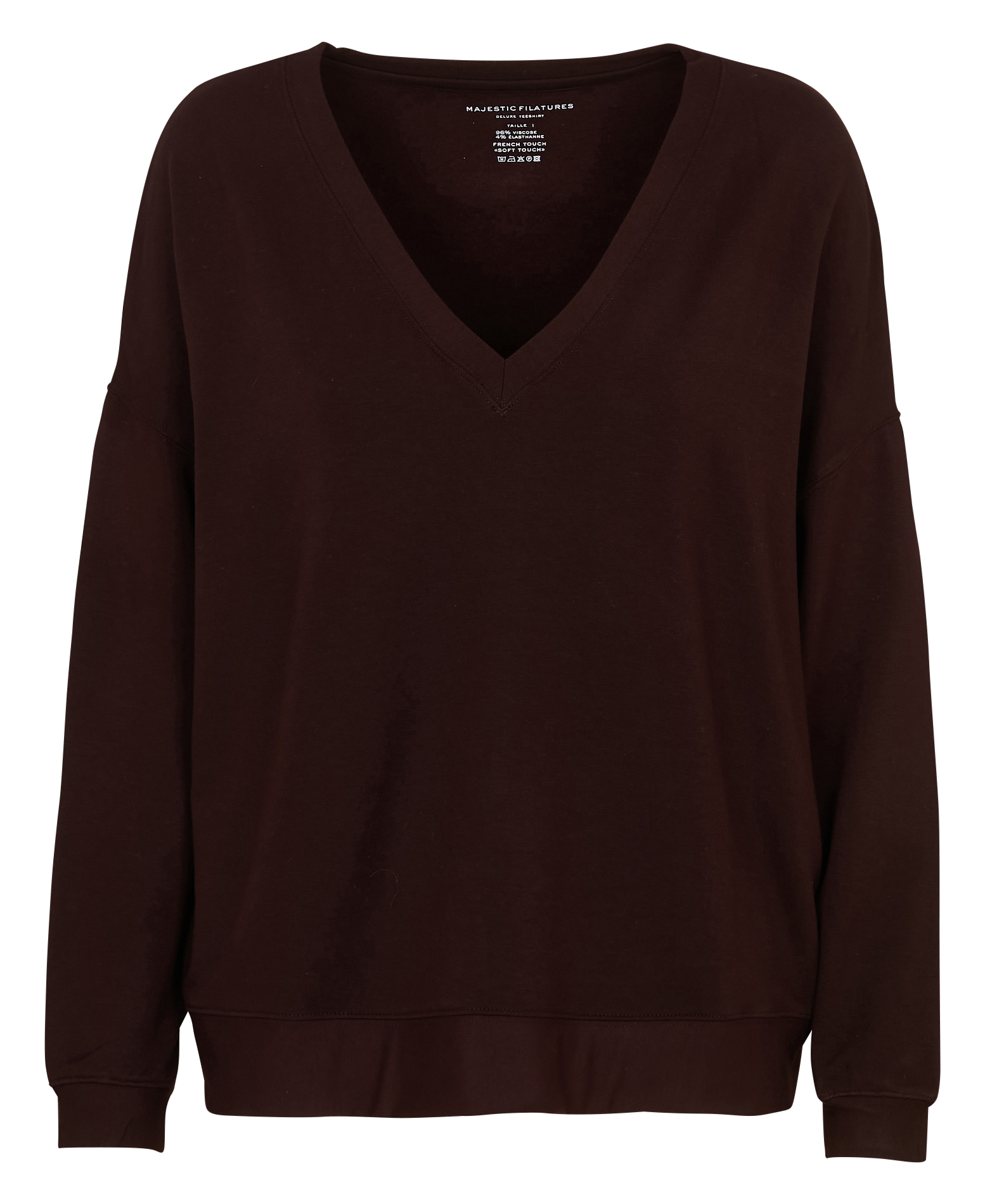 Tee-shirt col v MAJESTIC FILATURES Prune