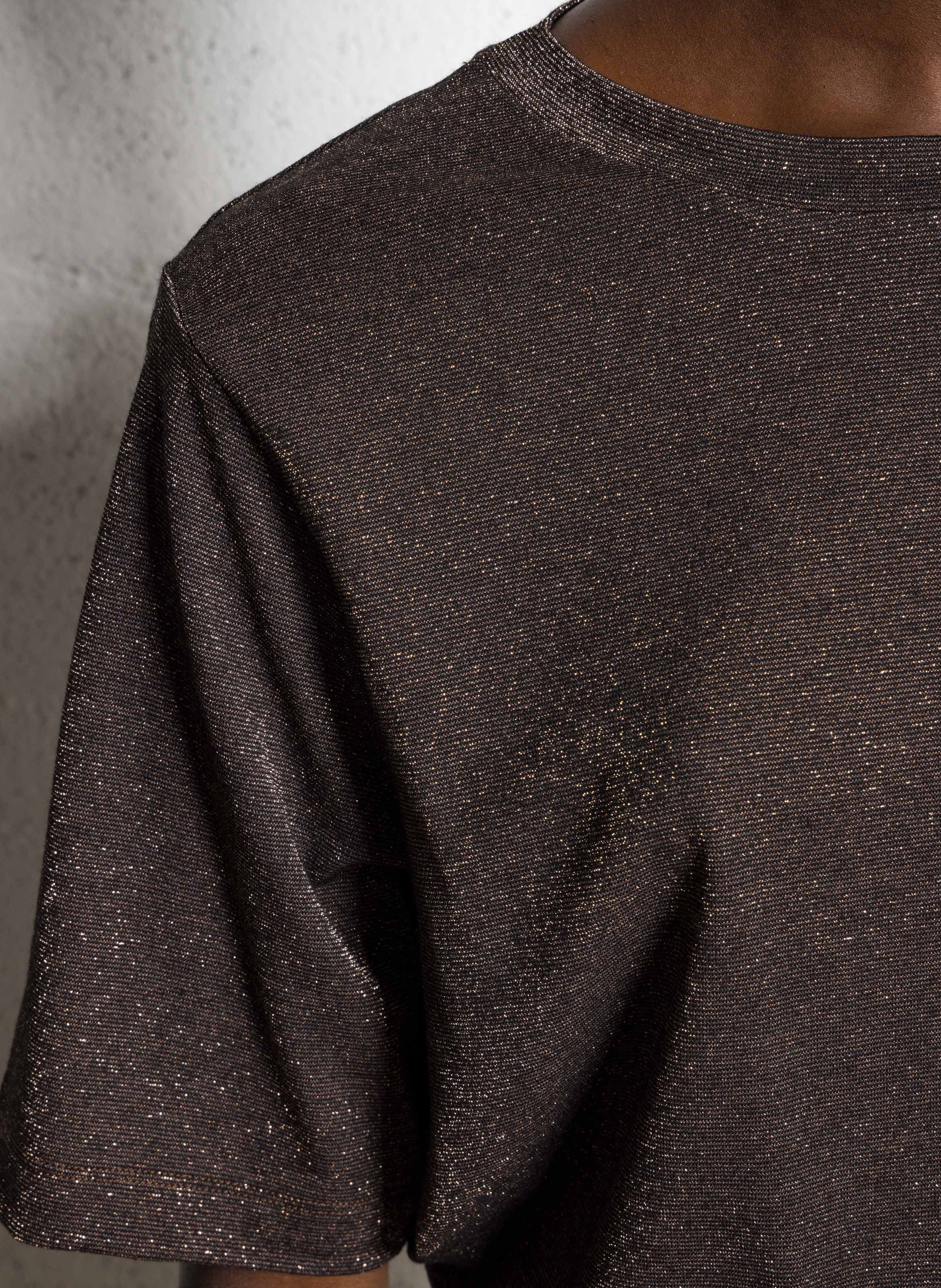 Rundhals-T-Shirt mit Pailletten Pflaume