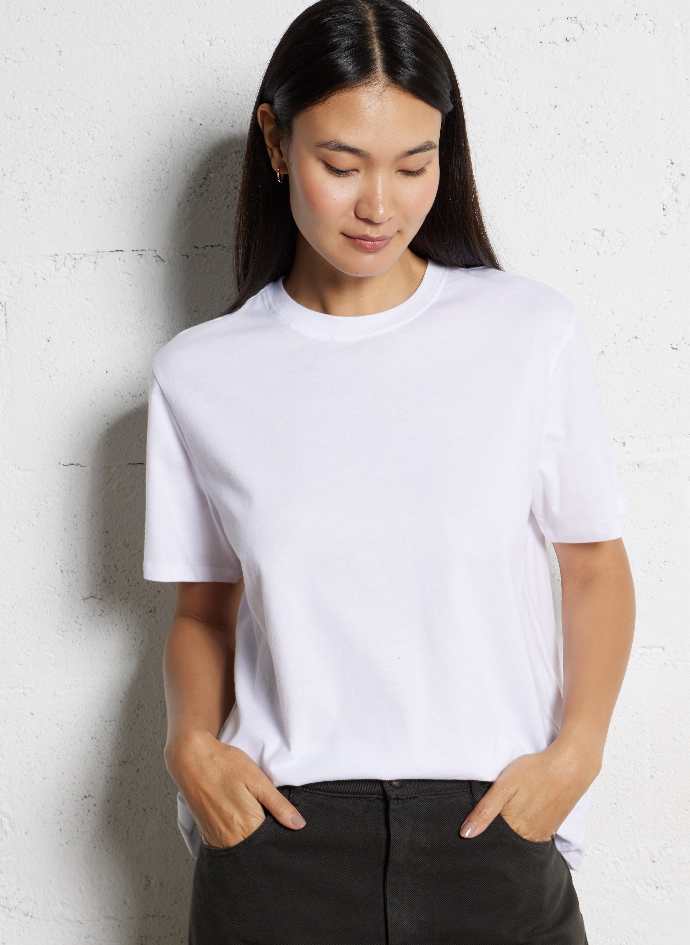 Tee-shirt col rond en coton bio MAJESTIC FILATURES Blanc