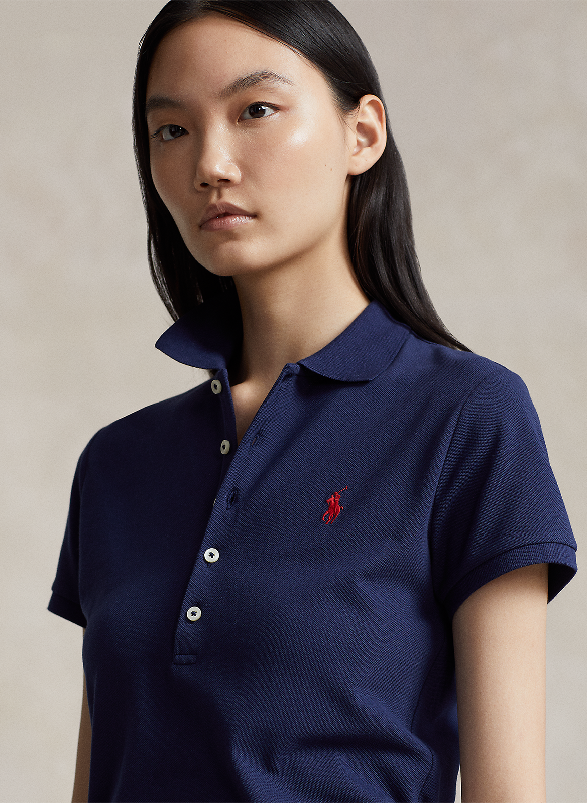 Polo brodé en coton stretch POLO RALPH LAUREN Bleu