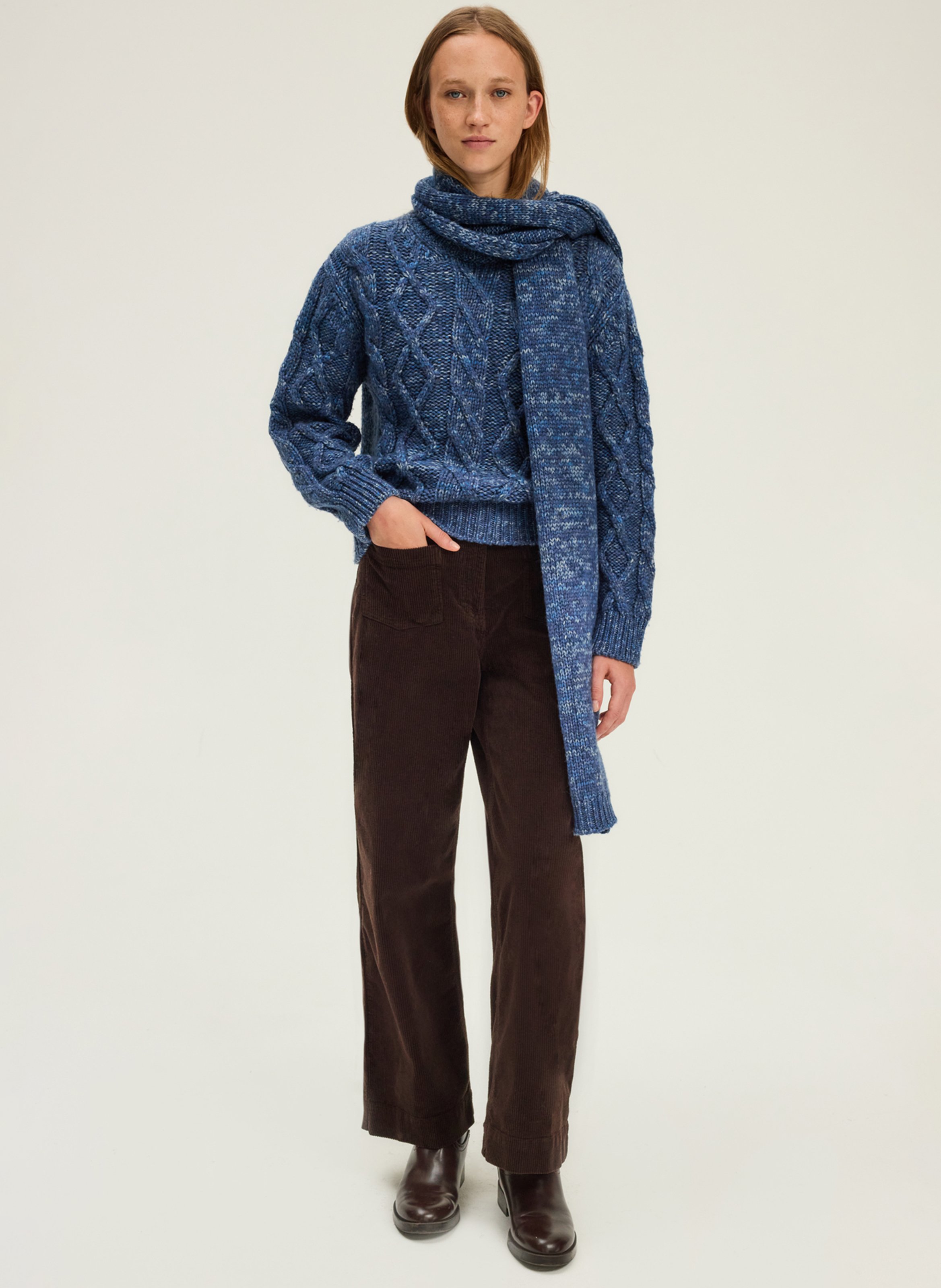 Echarpe épaisse chinée en laine PABLO Bleu