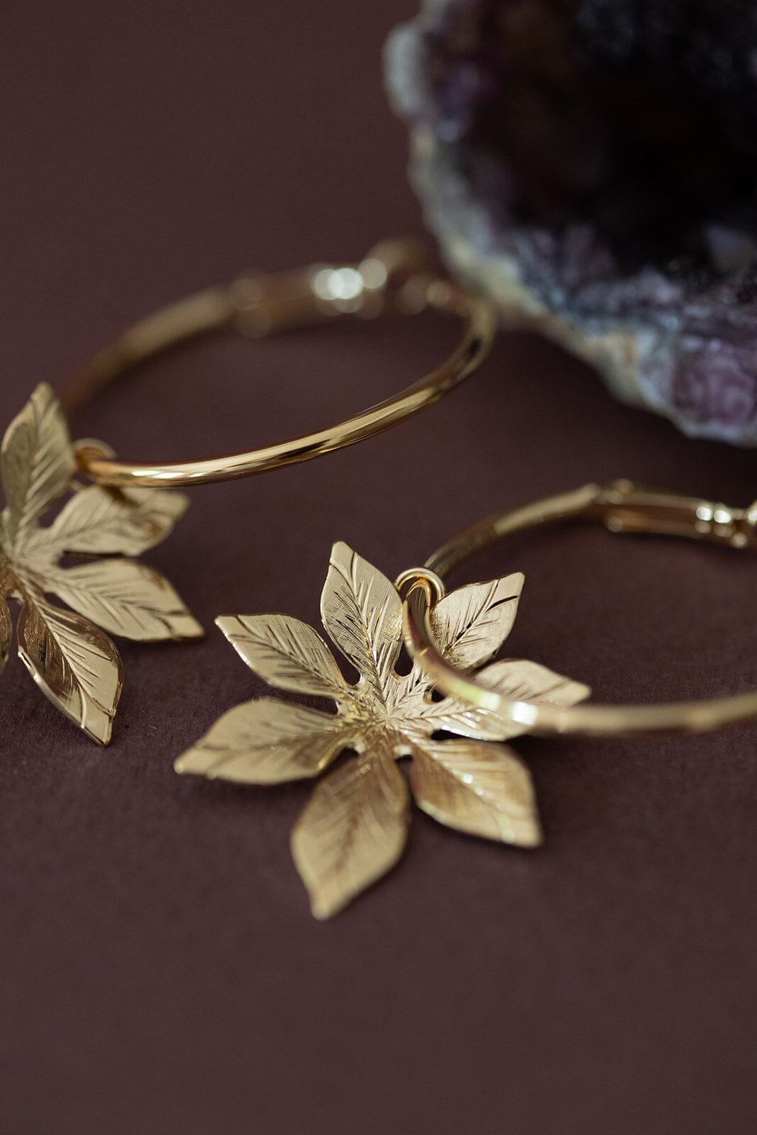 HESPÉRIS - small silver-plated flower hoop earrings MONSIEUR SIMONE Golden