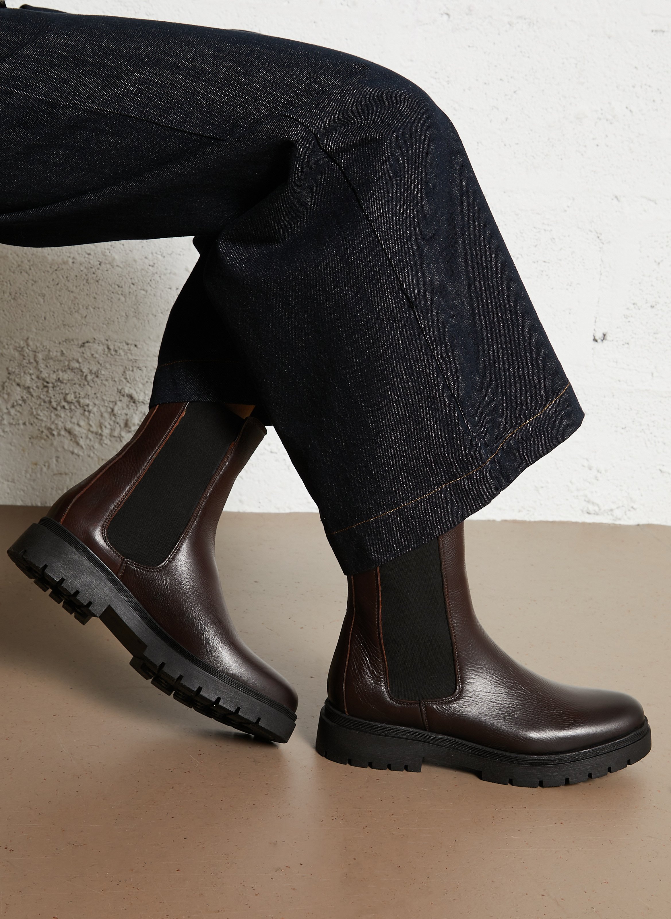 Bottines en cuir ONE STEP Marron