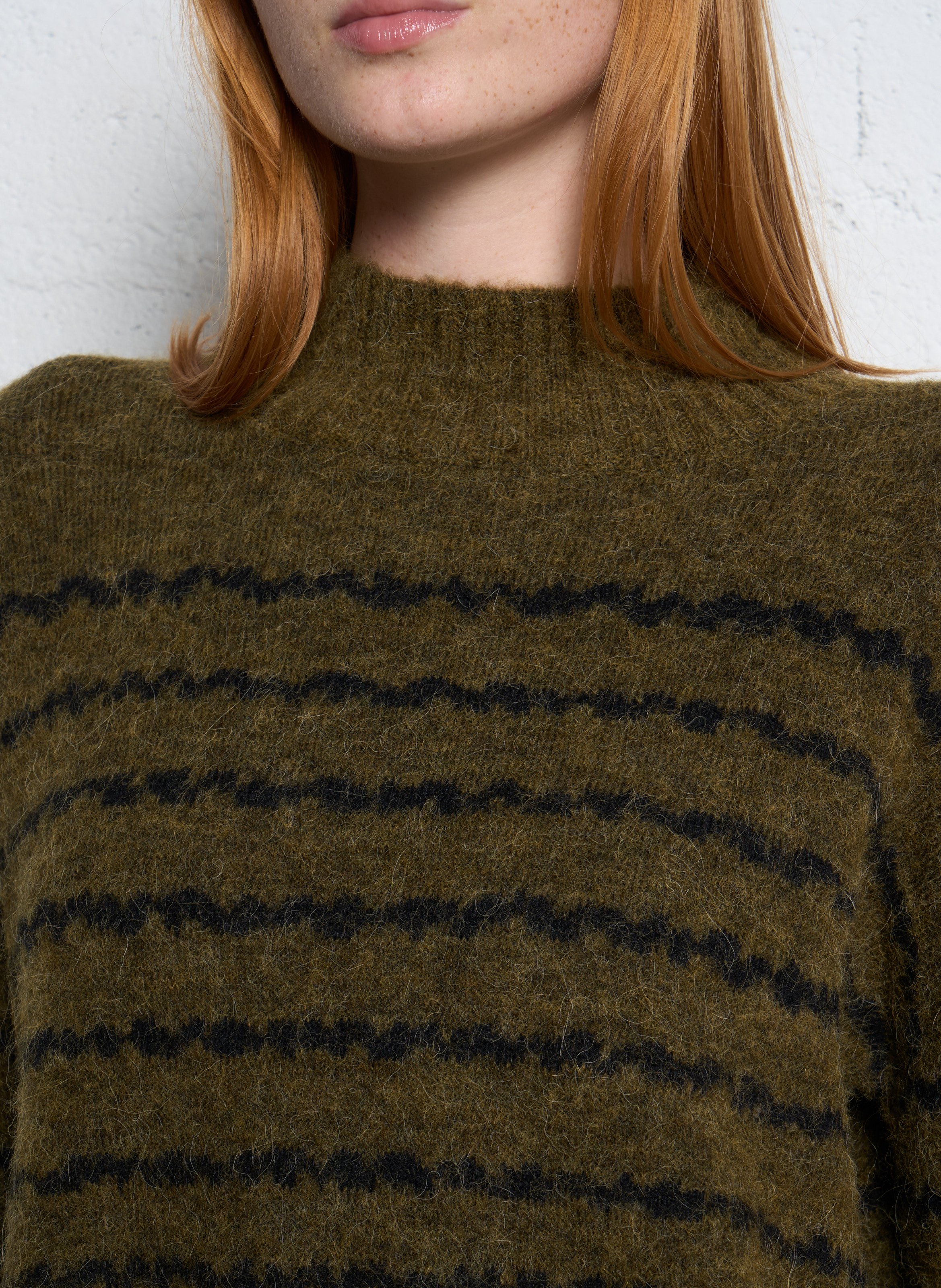 Pull oversize col montant en laine mélangée LE TEMPS DES CERISES Vert