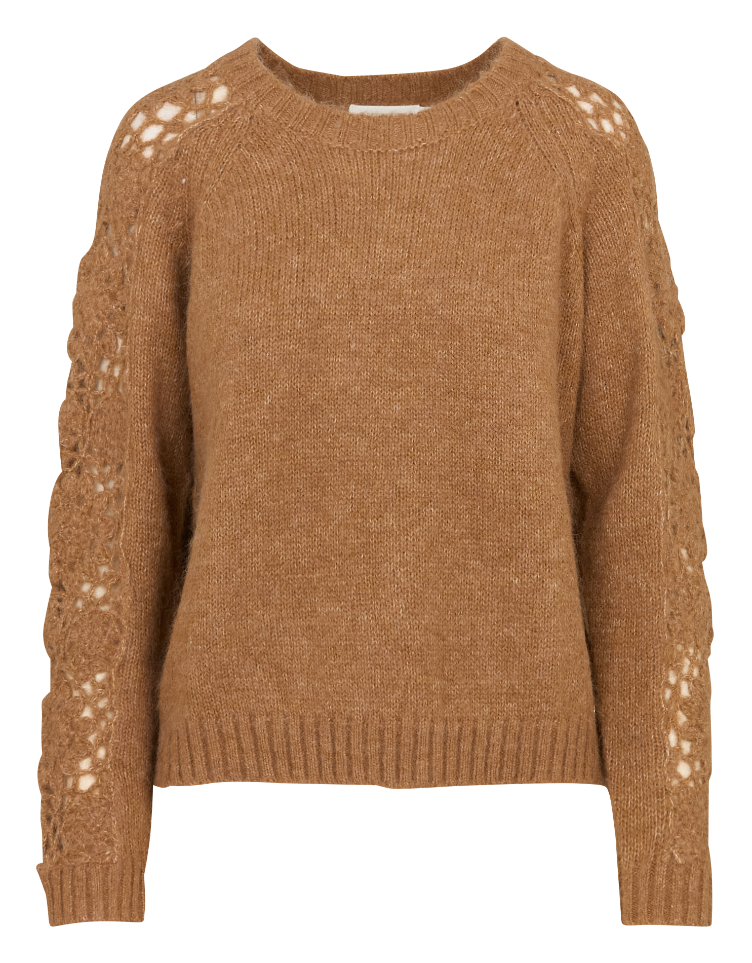 Pull ample col rond en maille ajourée LA PETITE ETOILE Marron