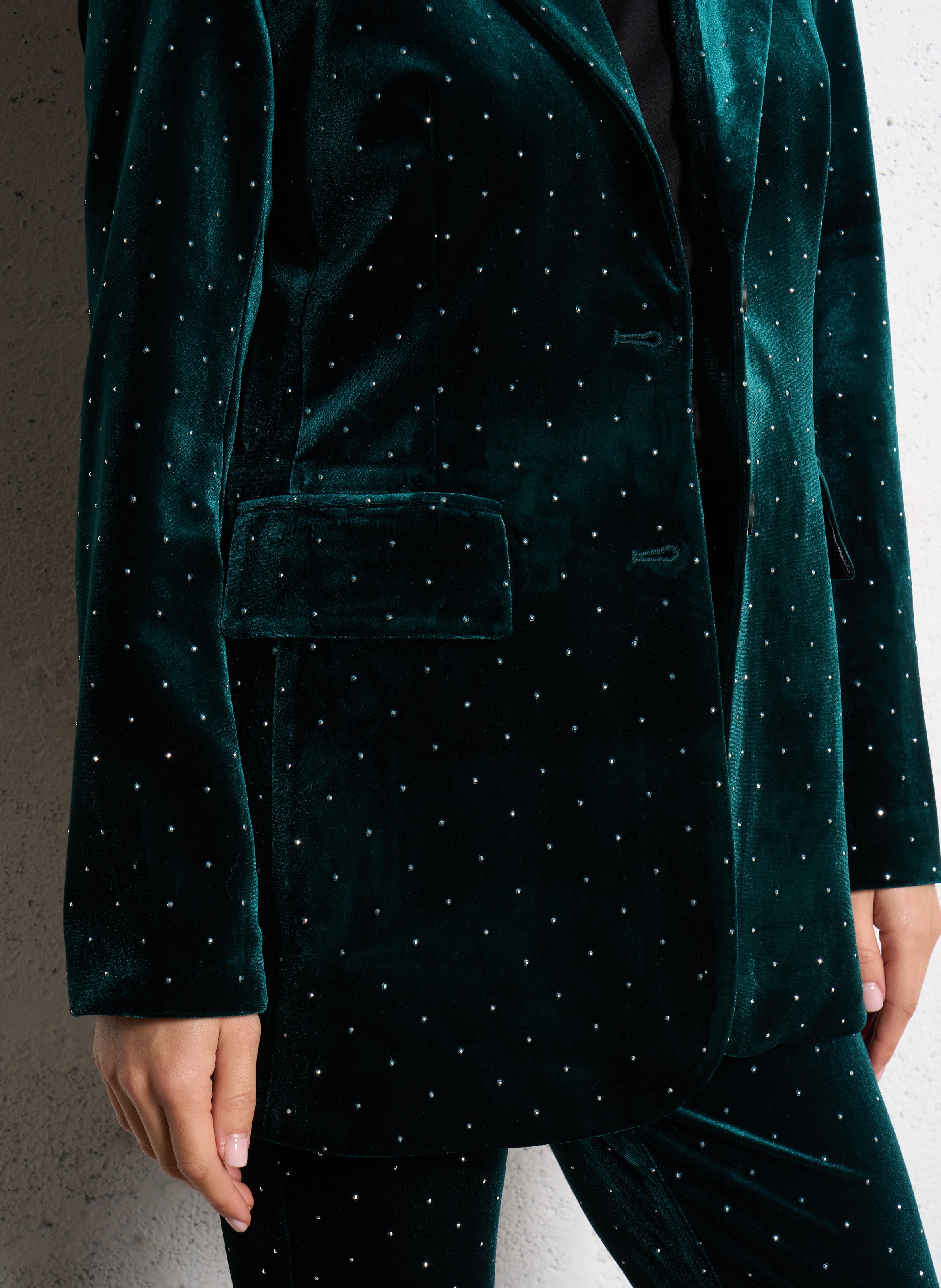 Veste tailleur droite en velours NEVER FULLY DRESSED Vert