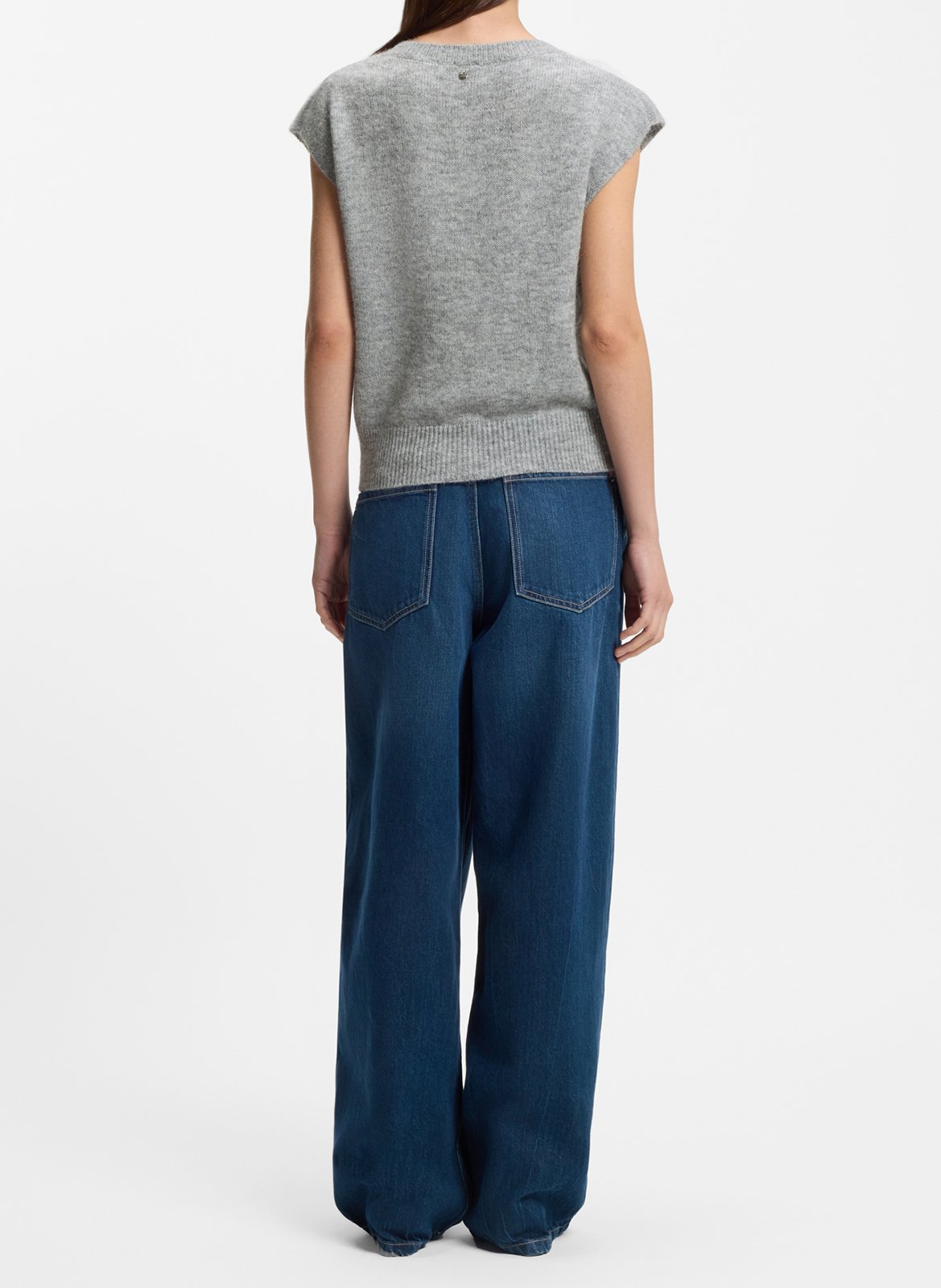 Cardigan sans manches chiné BOSS Argent