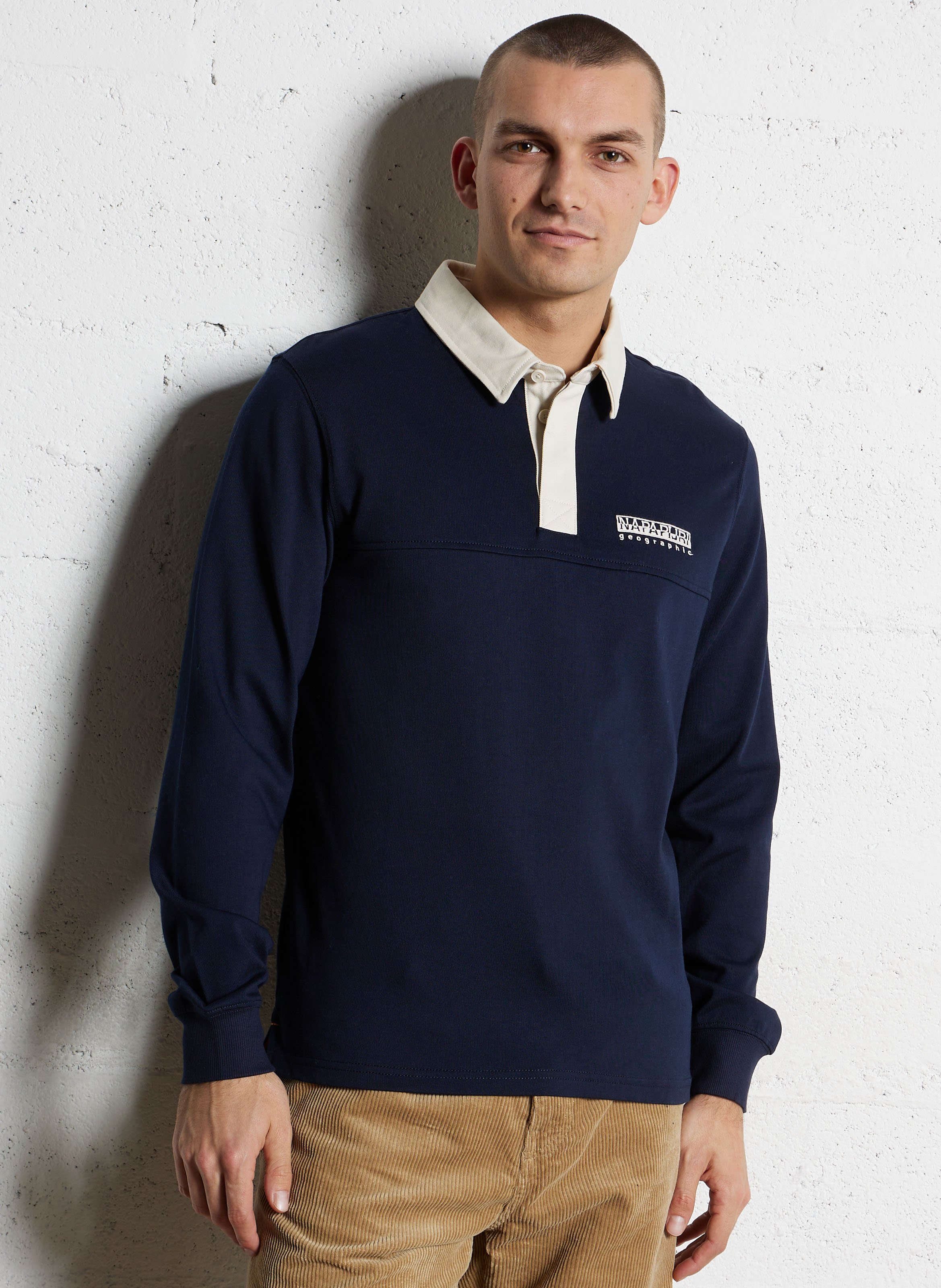 Top col polo en coton NAPAPIJRI Bleu