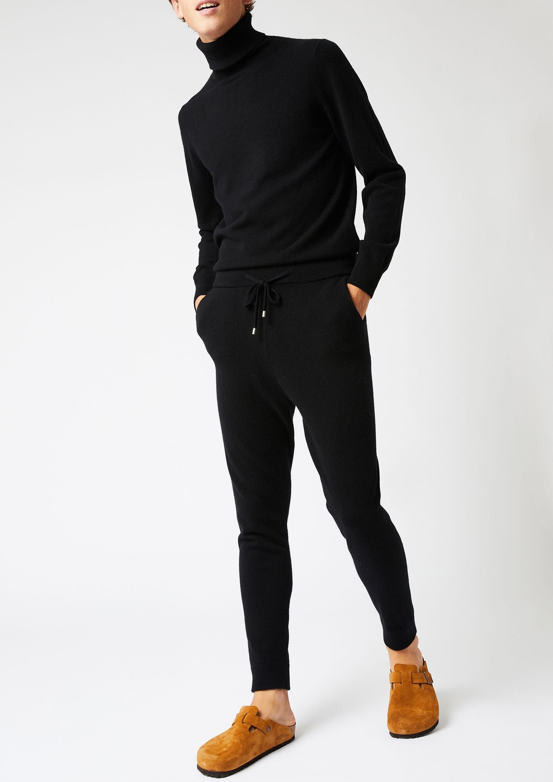 Pantalon jogging homme en cachemire 2 fils RODIER Noir