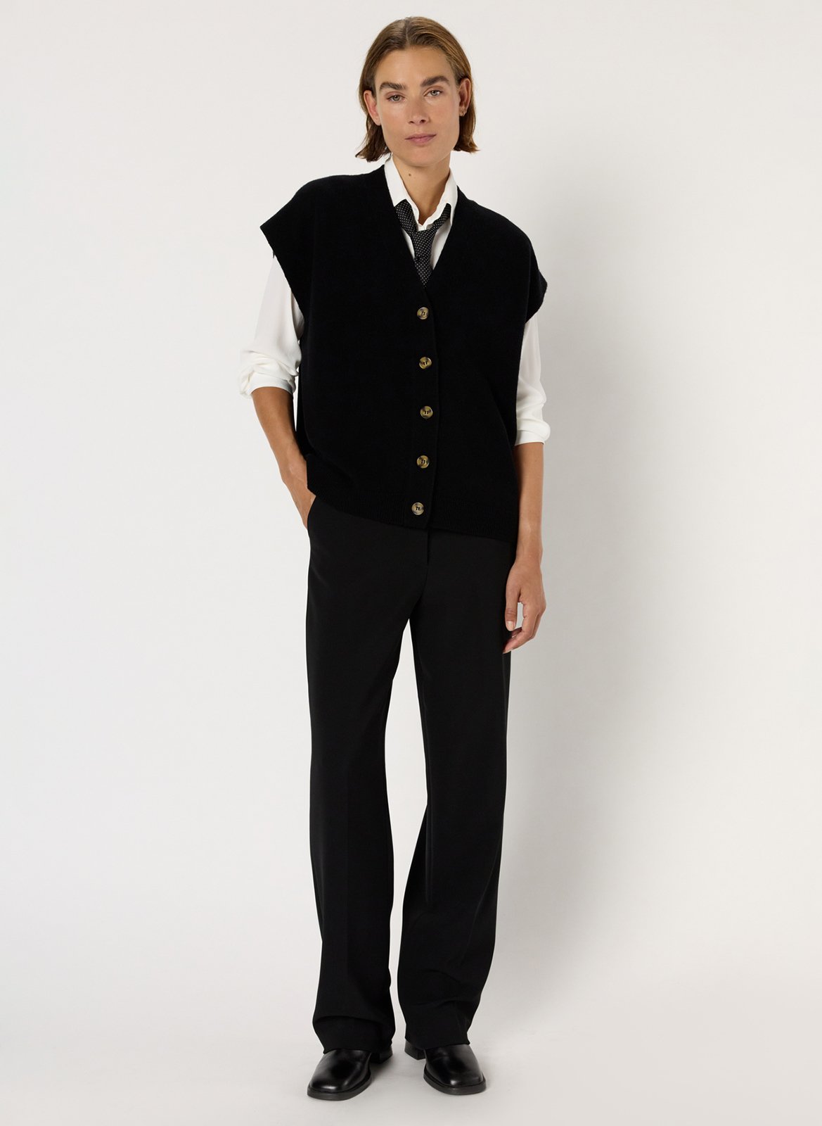 Gilet col V en laine GERARD DAREL Noir