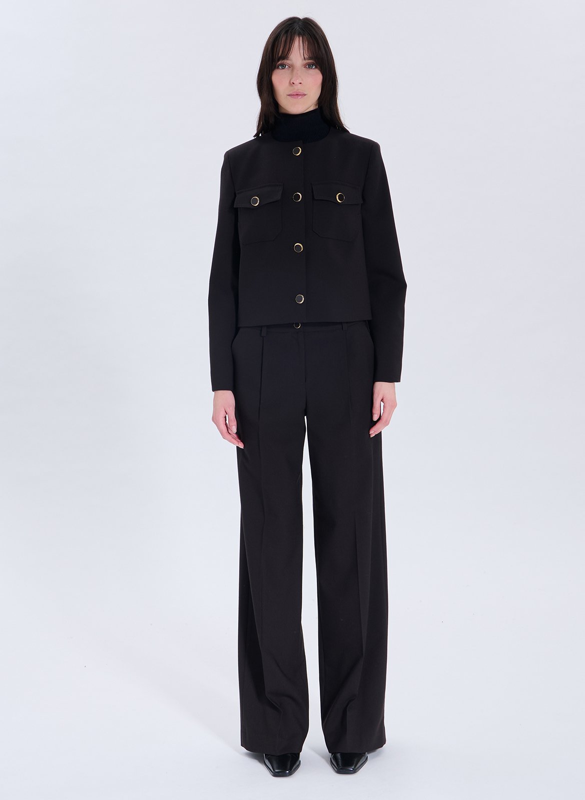 Fitted Buttoned Short Jacket ZAPA Brown