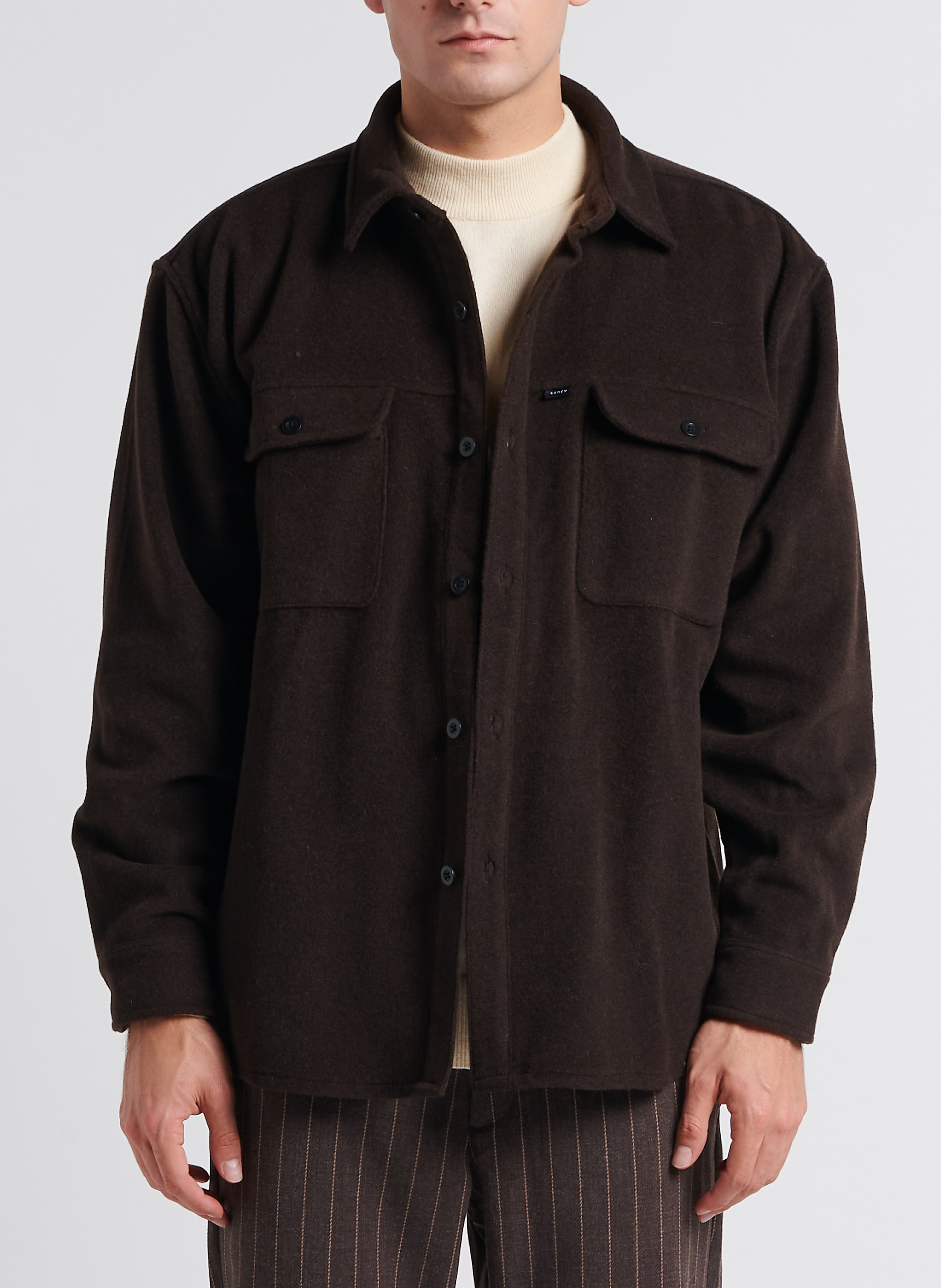 Surchemise col classique en laine mélangée EDWIN Marron