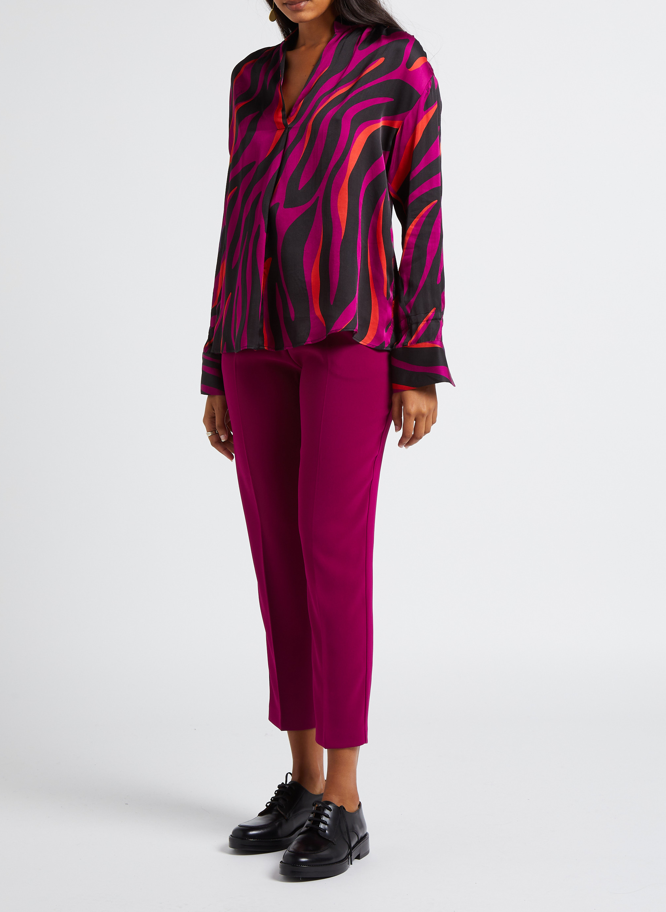 Rechte, satijnachtige top met V-hals PINKO Veelkleurig