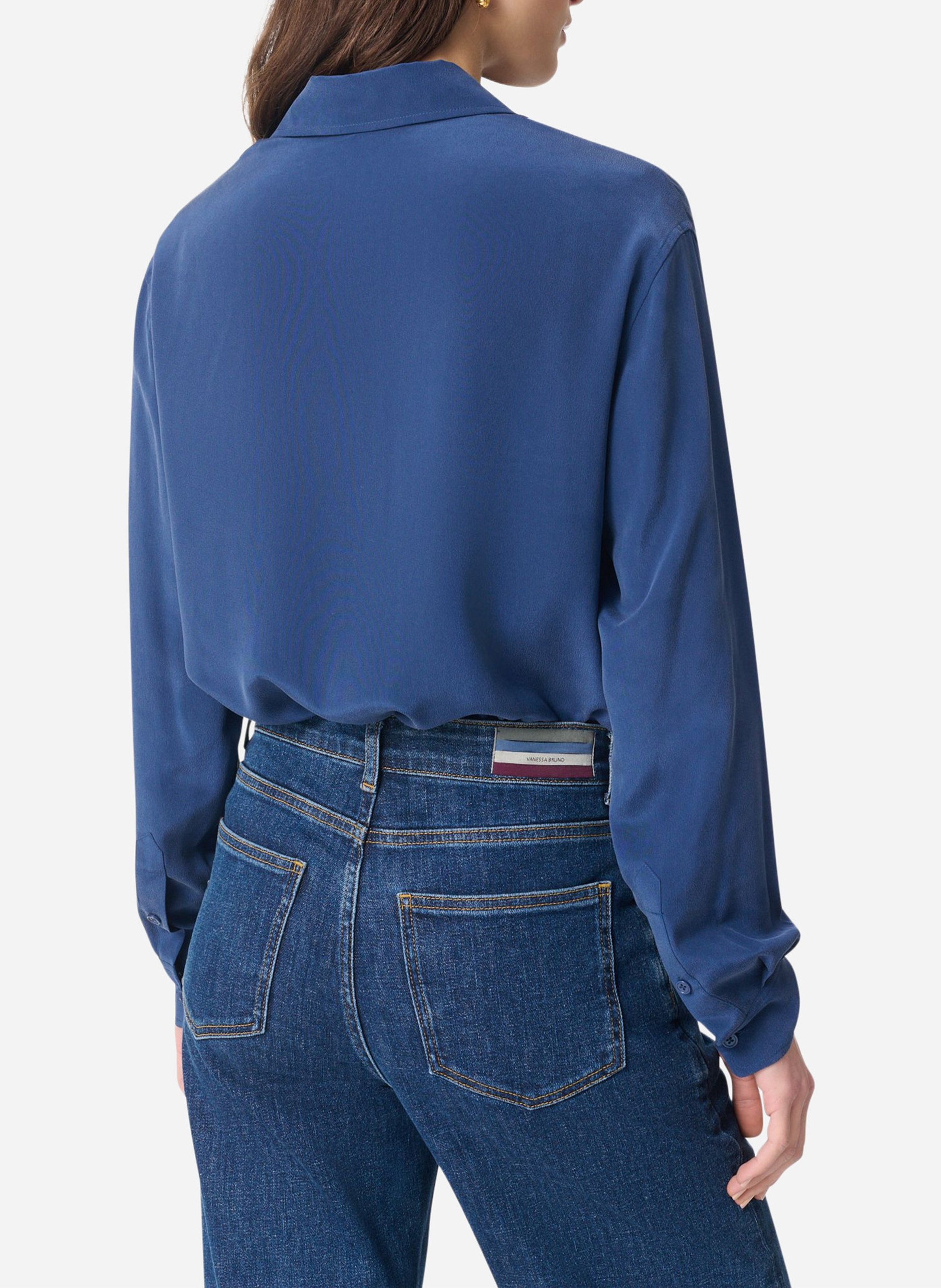Chemise à col v fluide en soie  VANESSA BRUNO Bleu