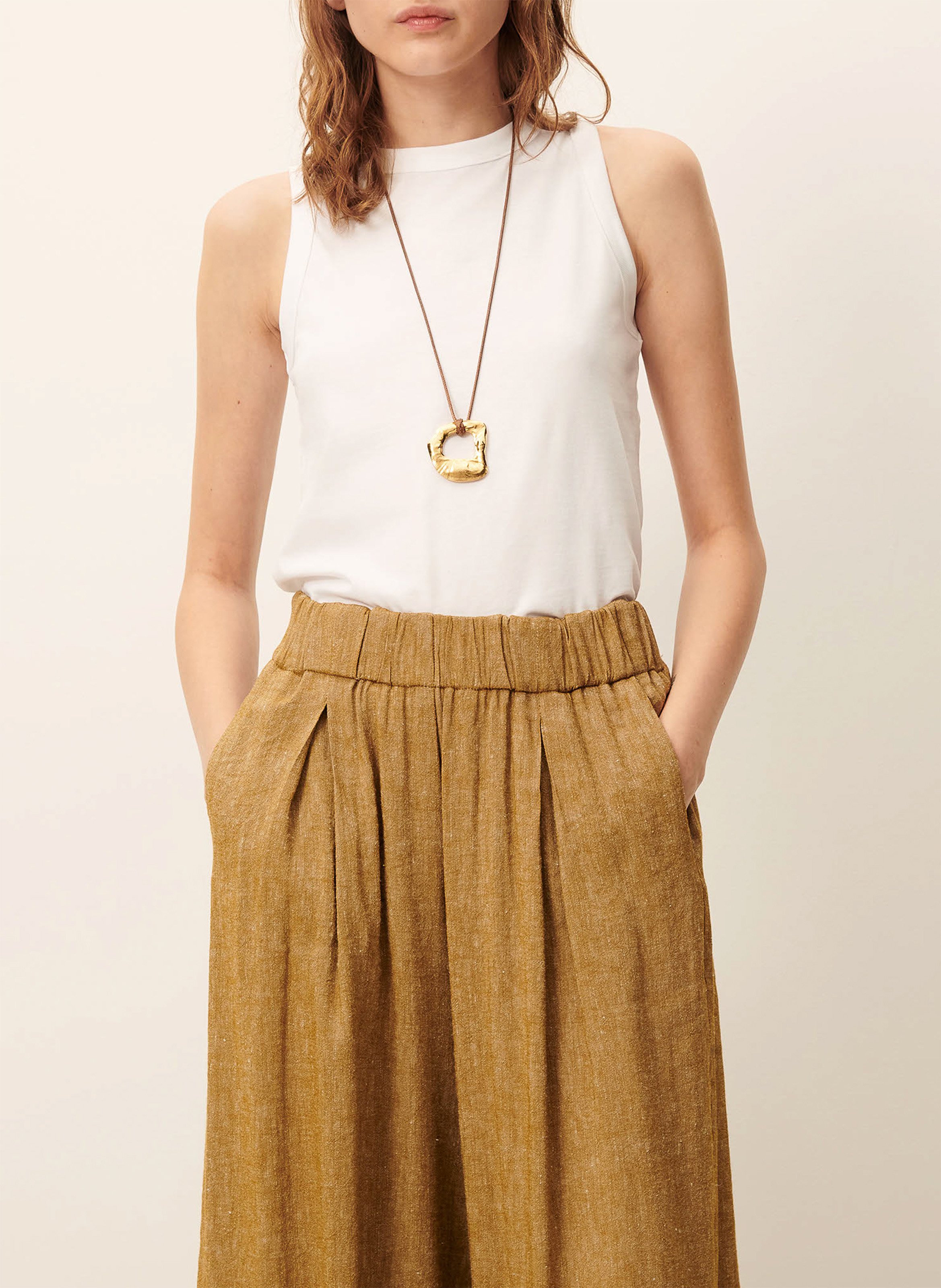 Wijde, linnen 7/8-broek SESSUN Kaki