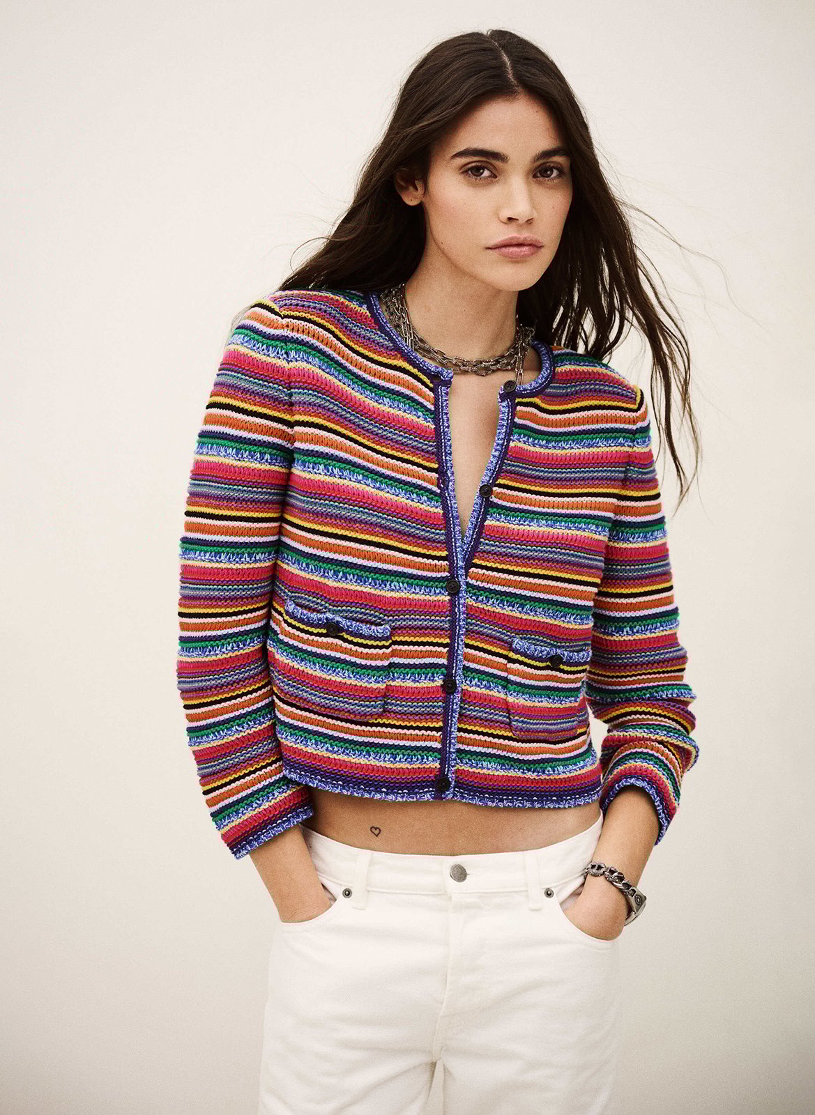 Round-neck cotton cardigan BA&SH Multicolored