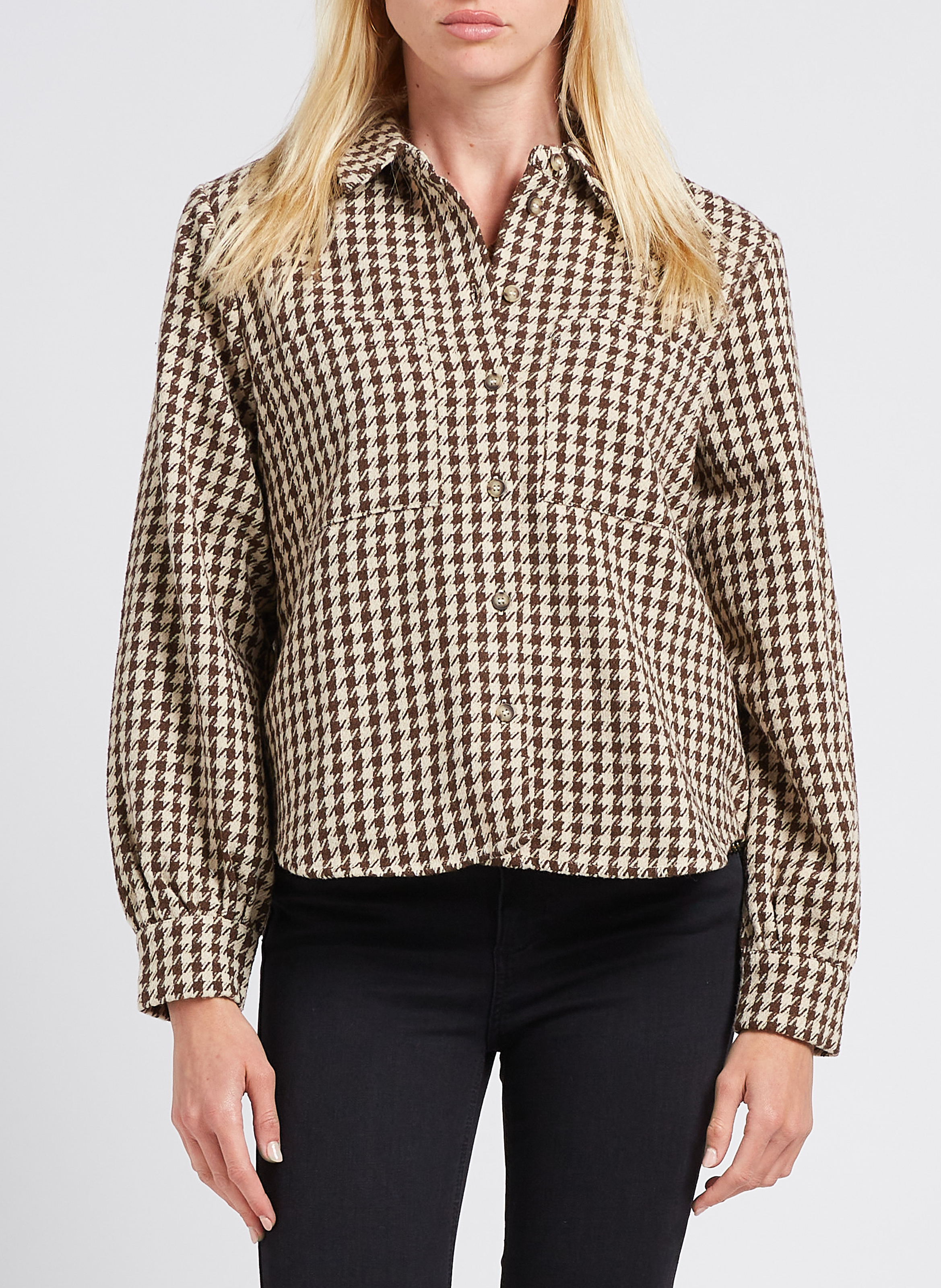 Surchemise col classique pied de poule OBJECT Beige