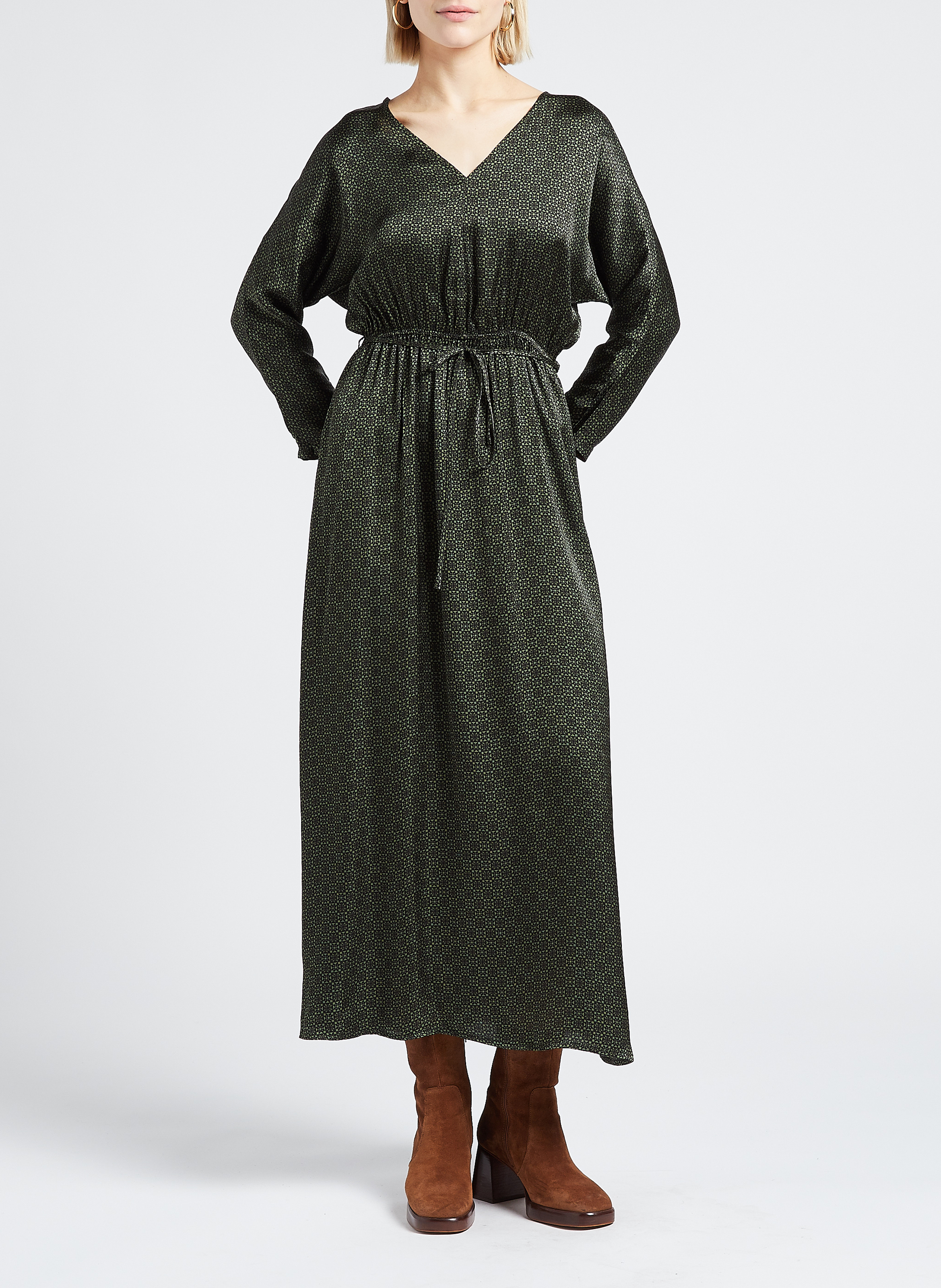 Printed V-neck midi dress GRACE ET MILA Green