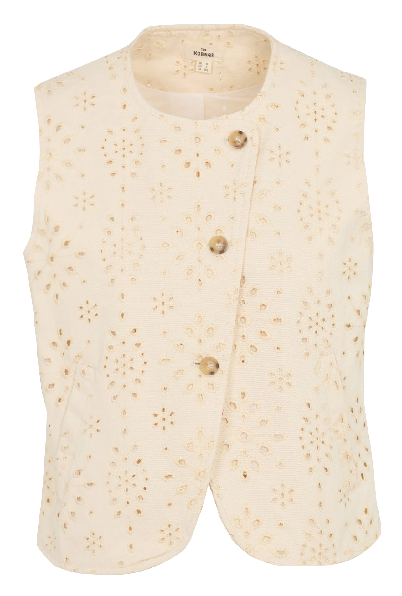 Gilet croisé boutonné à broderies coton THE KORNER